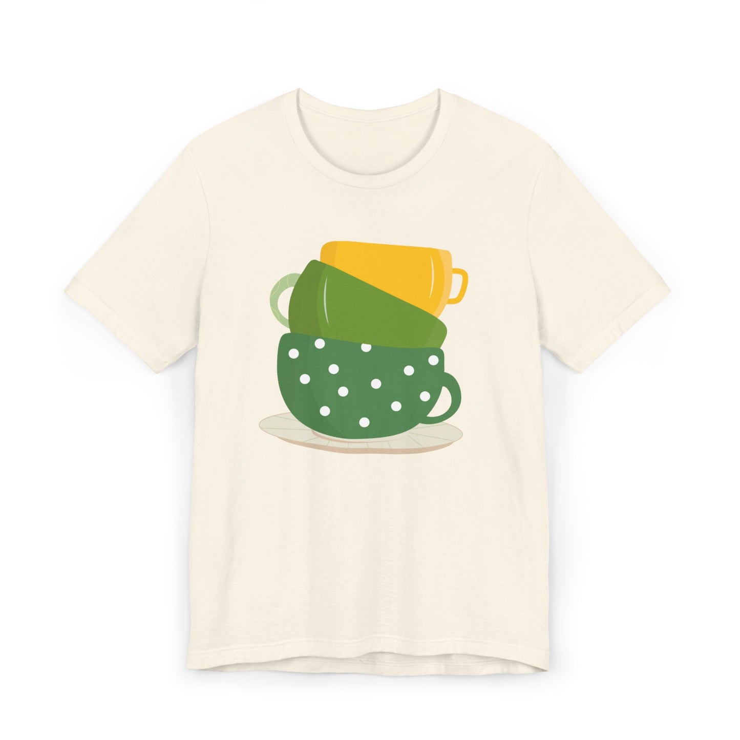 Stacked Coffee Cups T-Shirt – Fun Colorful Mug Graphic Tee for Coffee Lovers (USA Only)