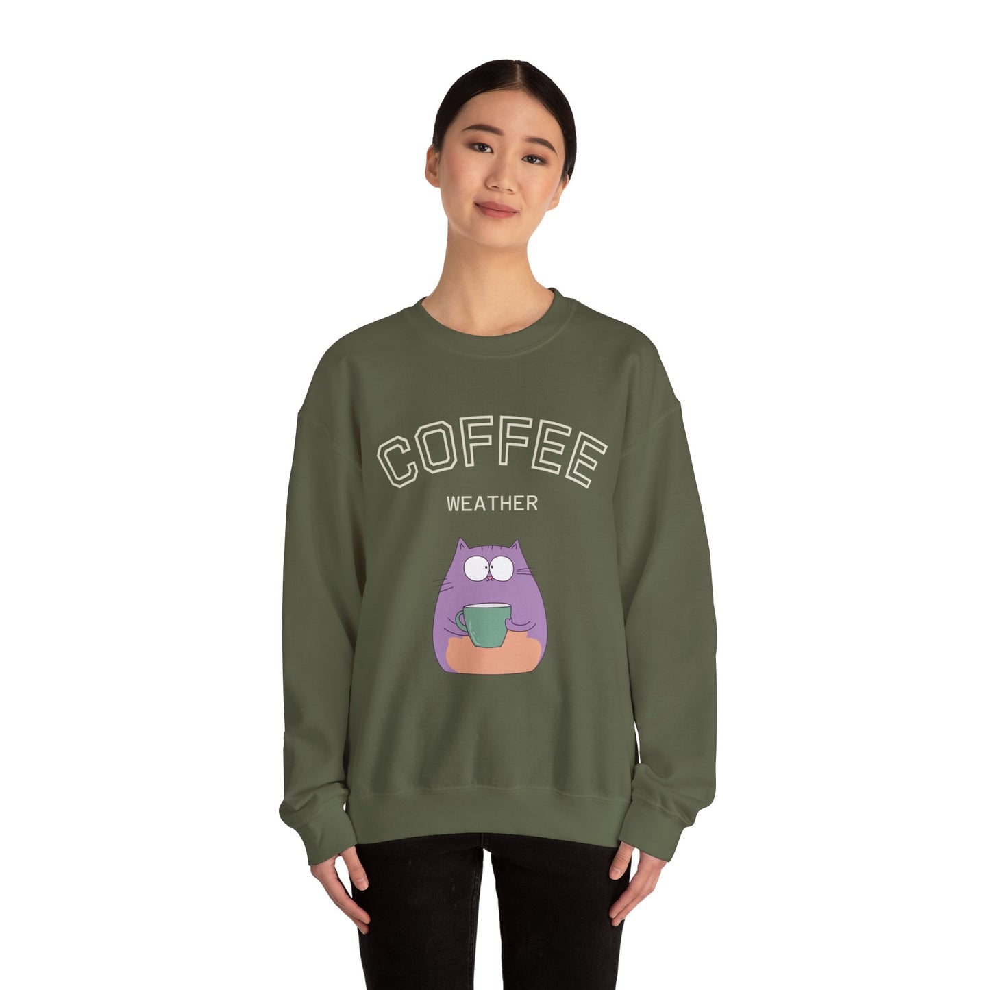 πΎβ Coffee Weather Cat Sweatshirt USA | Eco-Friendly Unisex Coffee Sweater