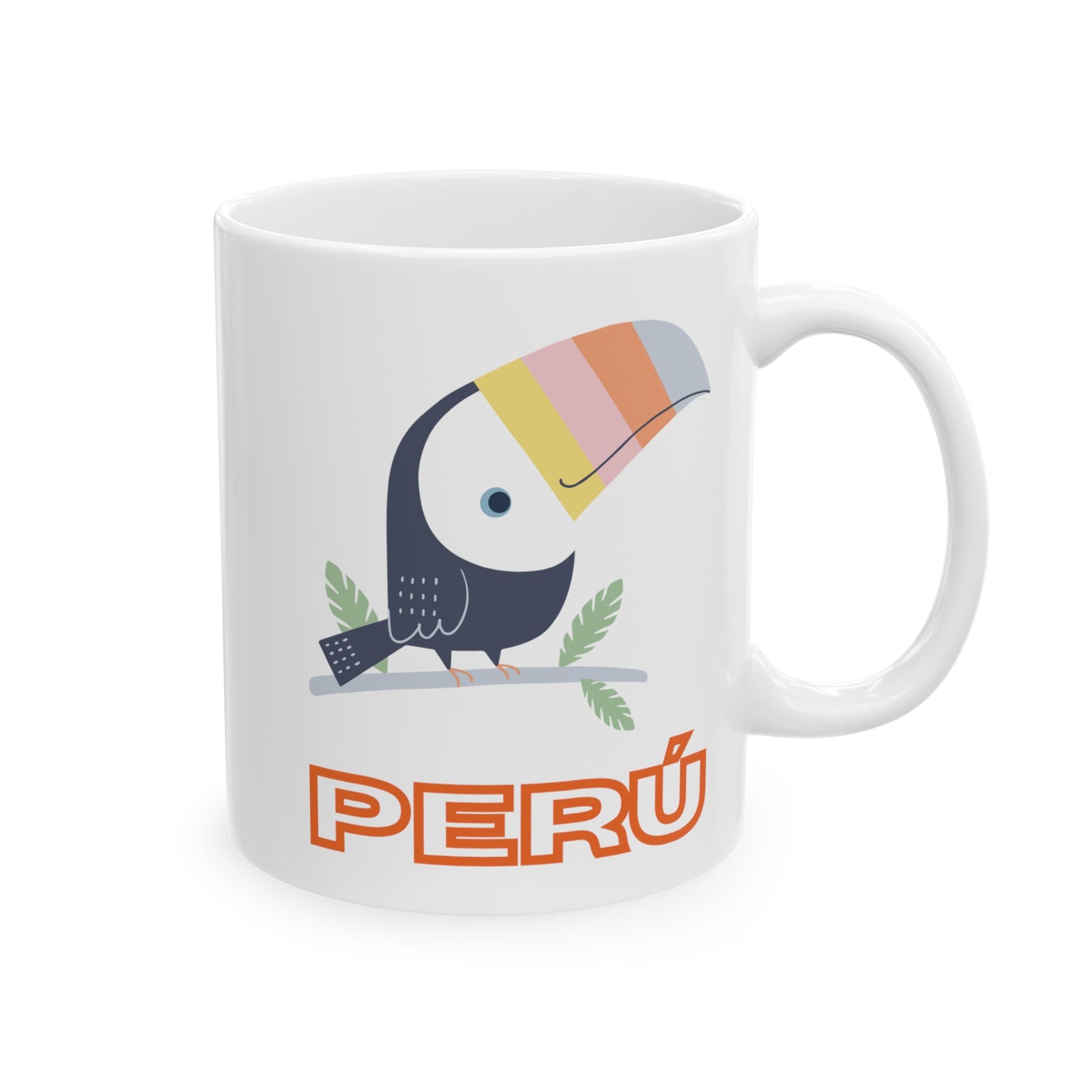 Best Peruvian Ceramic Coffee Mug, (11oz, 15oz) "Peruvian Toucan"