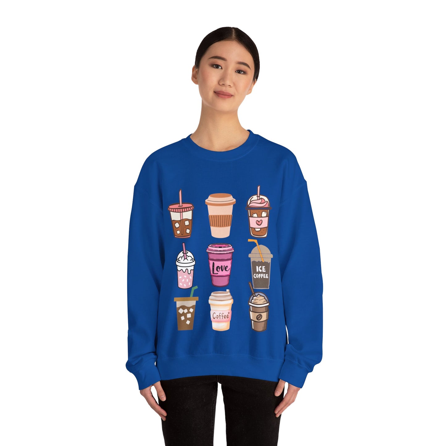 ☕ Iced Coffee Drinks Sweatshirt USA | Fun Unisex Sweater for Coffee Lovers