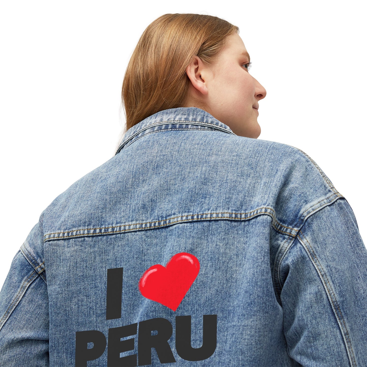 Peruvian Women's Denim Jacket "I Love Peru"