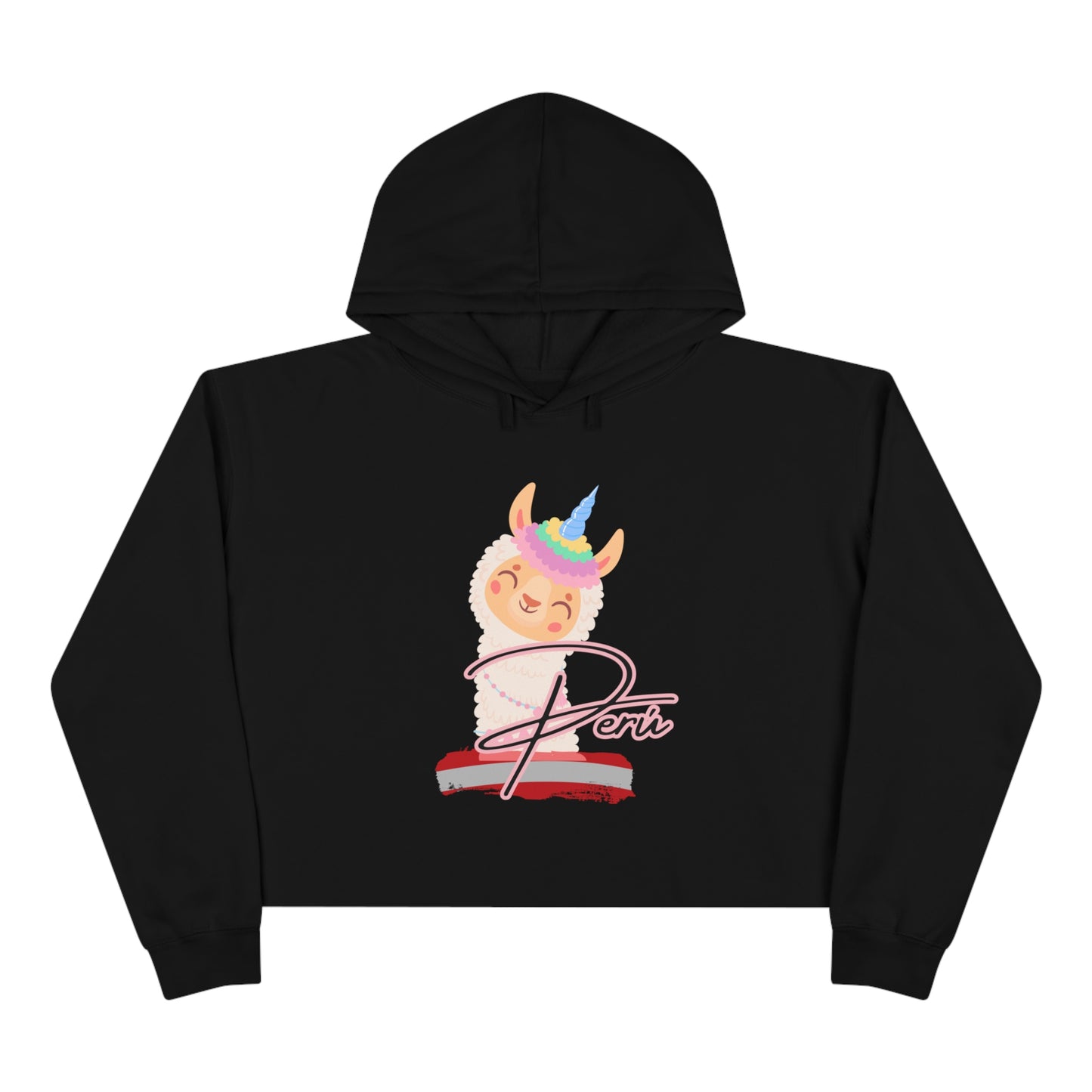 Peruvian Crop Hoodie "Llama Rainbow"