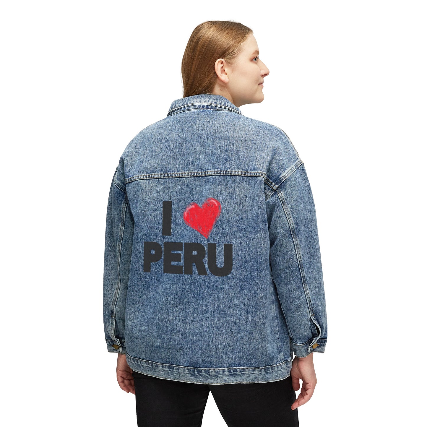 Peruvian Women's Denim Jacket "I Love Peru"