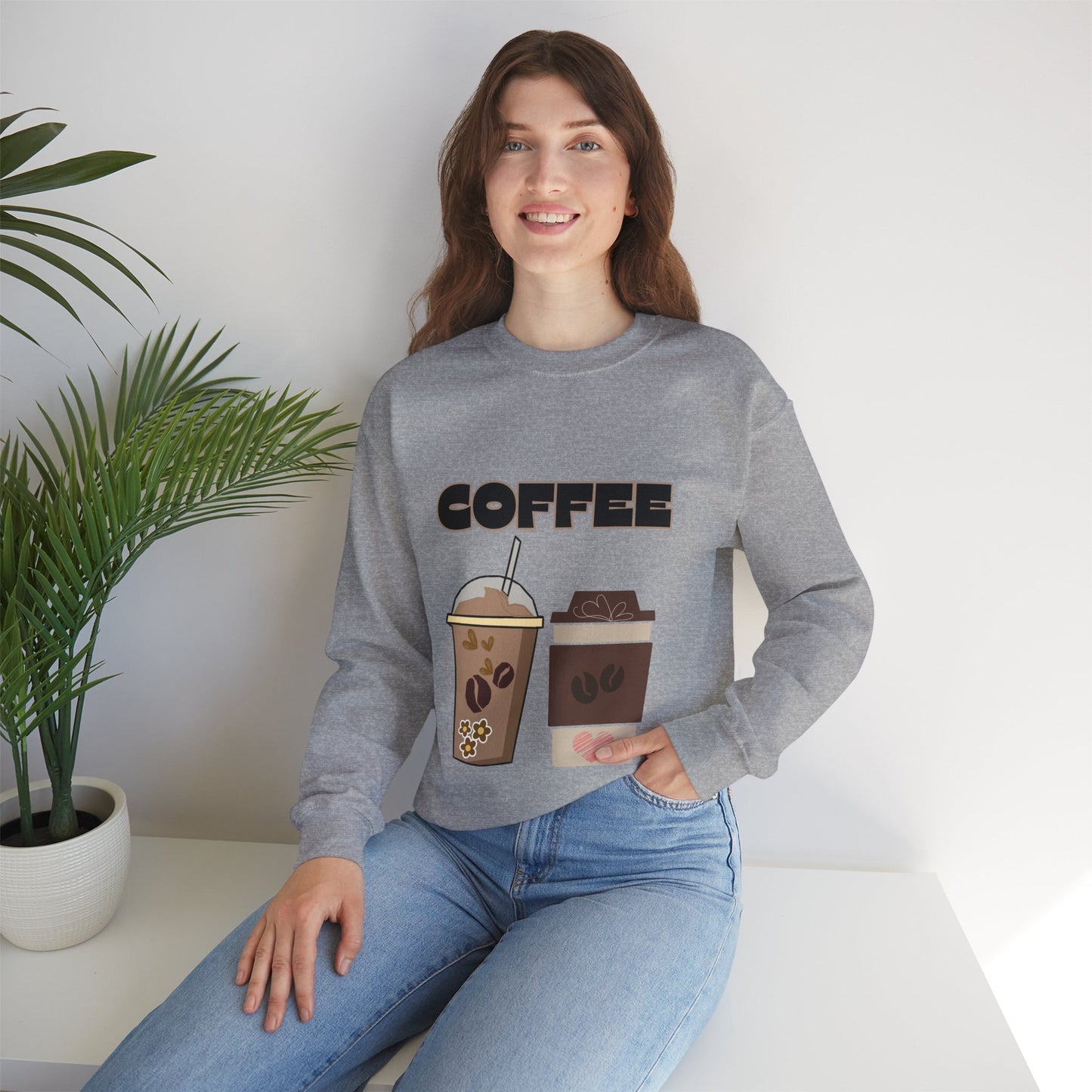 ☕ Coffee Cups Sweatshirt USA | Cozy Unisex Coffee Lover Sweater