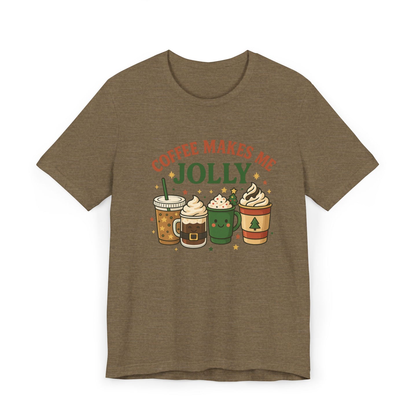 ☕ Coffee Makes Me Jolly Unisex T-Shirt USA | Holiday Coffee Tee