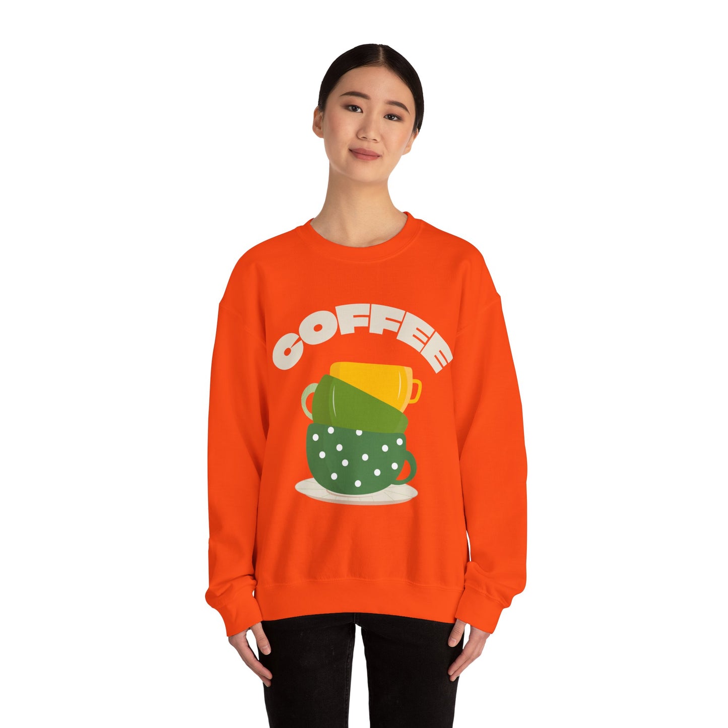 βπ’ Stacked Coffee Cups Sweatshirt USA | Eco-Friendly Unisex Coffee Sweater
