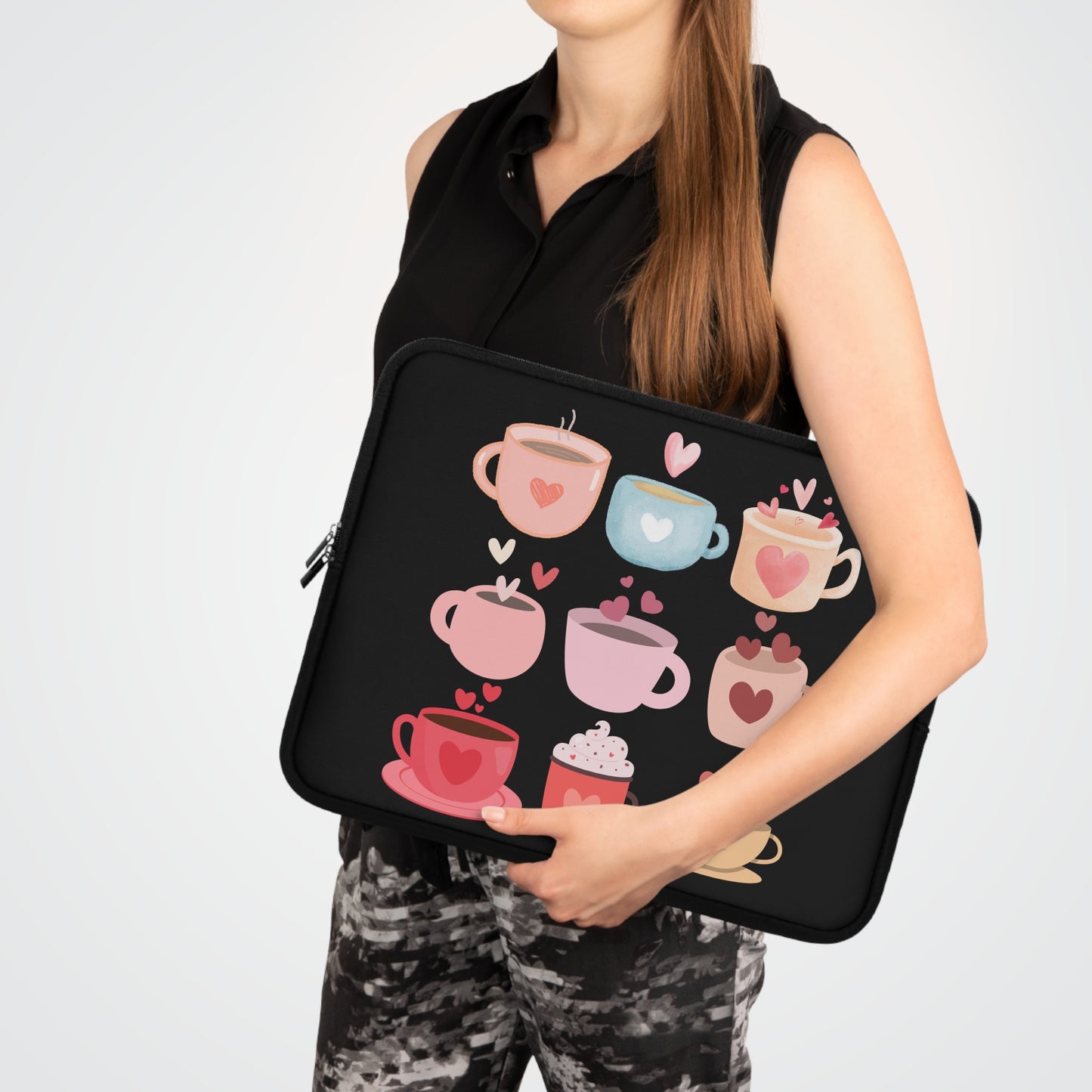 Best Coffee Laptop Sleeve "Coffee Mugs Heart"