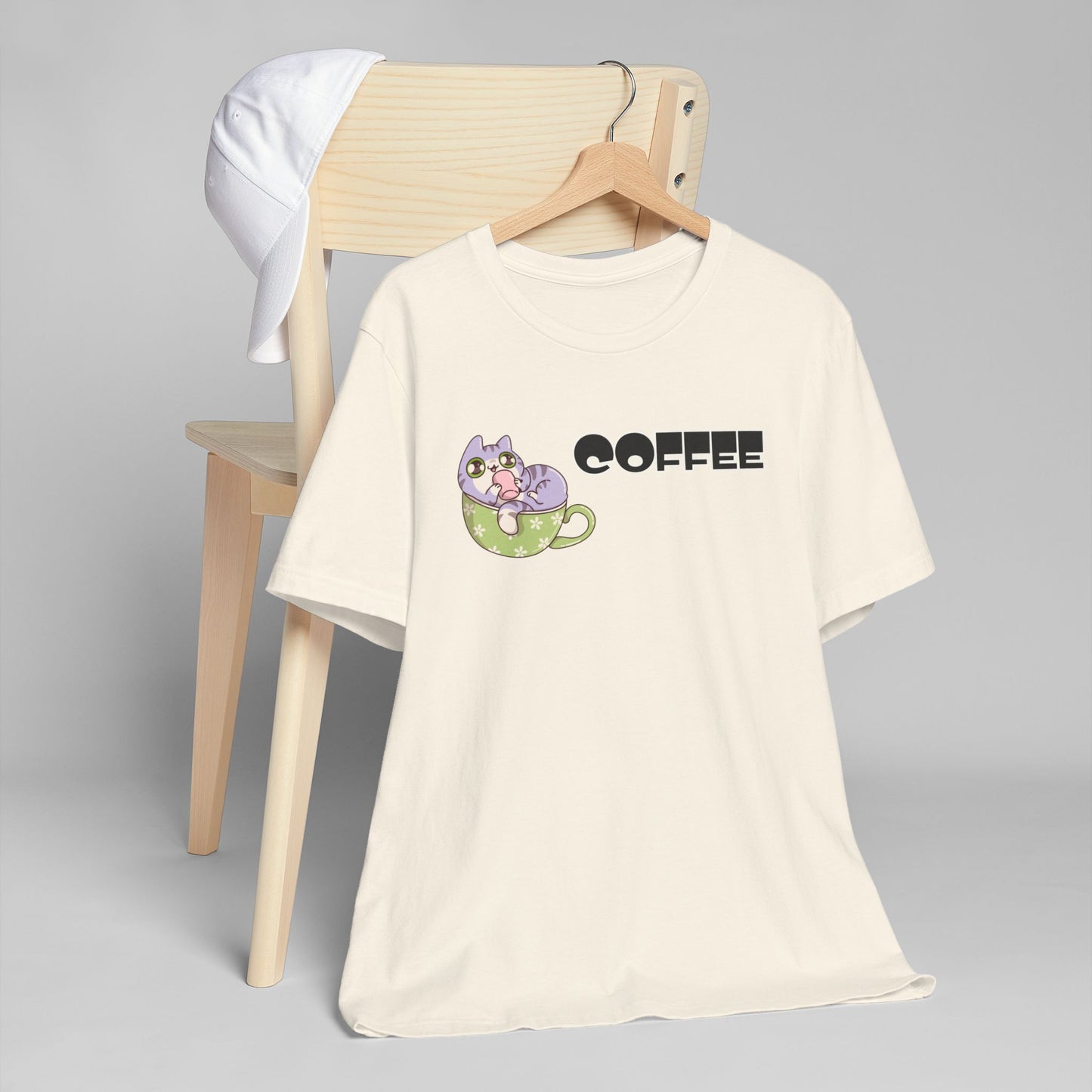 Coffee Cat Unisex Jersey T-Shirt – Playful Graphic Tee (USA Only)