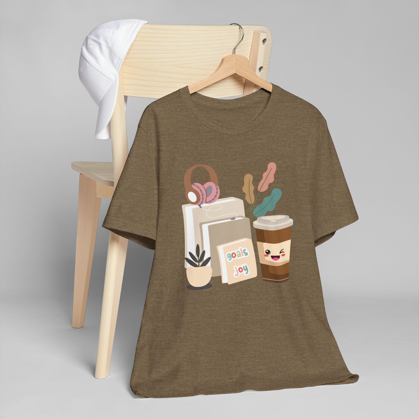 Goals & Joy Coffee T-Shirt – Cute Motivational Graphic Tee for Coffee Lovers (USA Only)