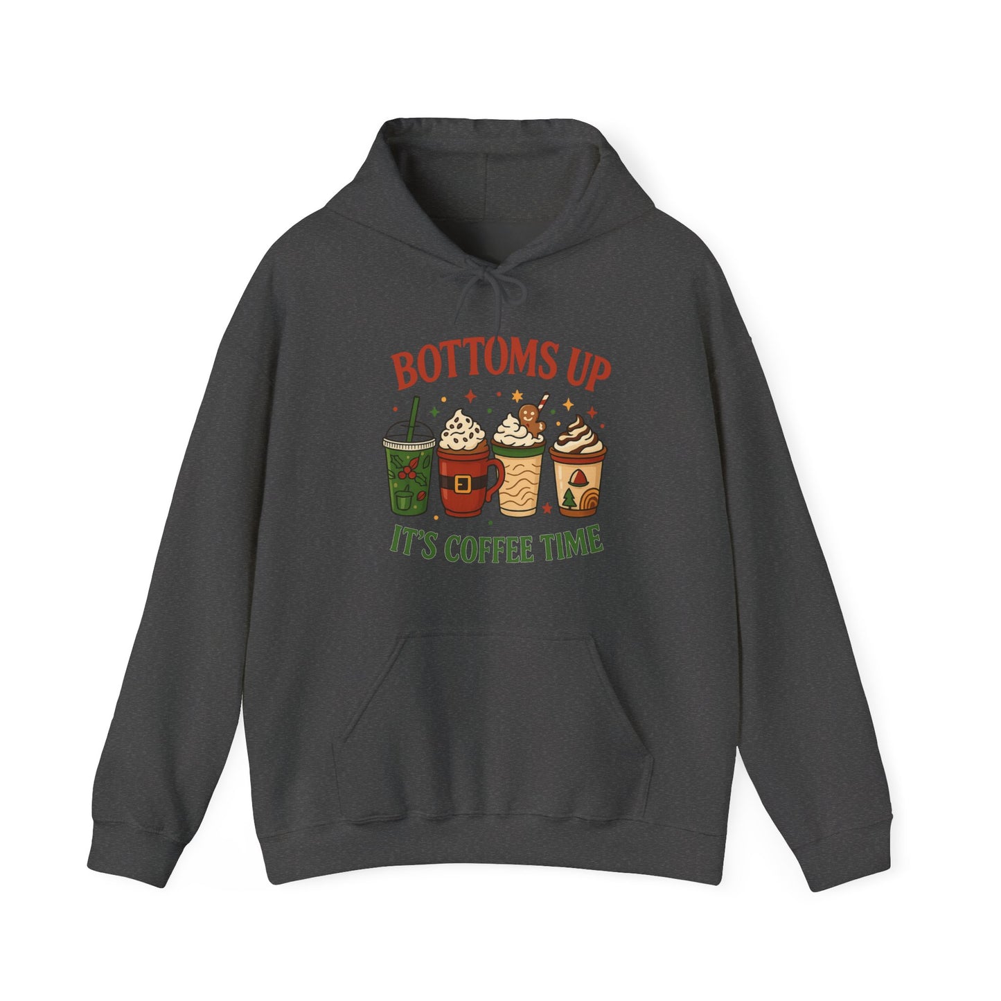 Bottoms Up Coffee Time Hoodie USA ☕ – Unisex Hoodie for Coffee Lovers