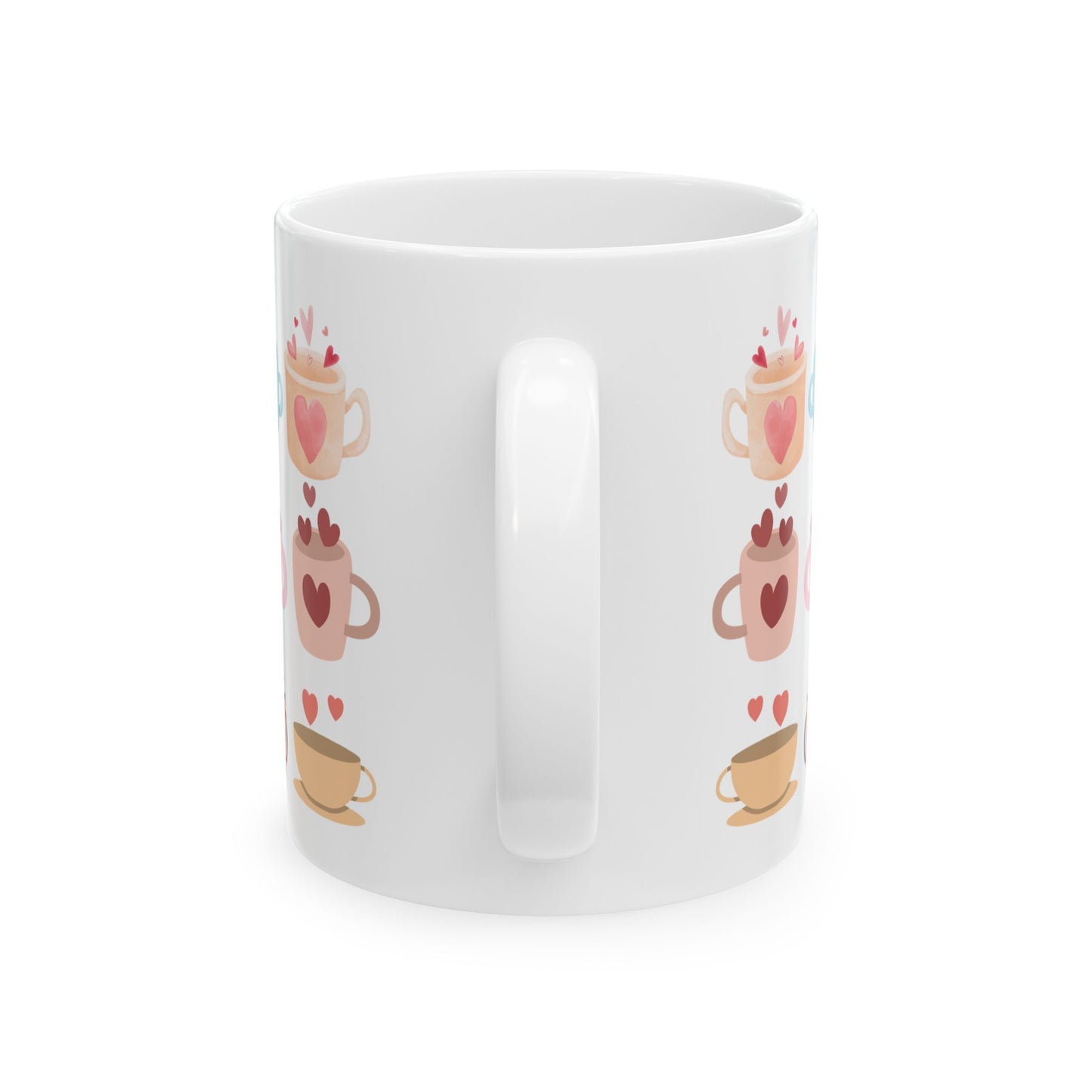Best Ceramic Coffee Mug, (11oz, 15oz) "Coffee Mugs Hearts"