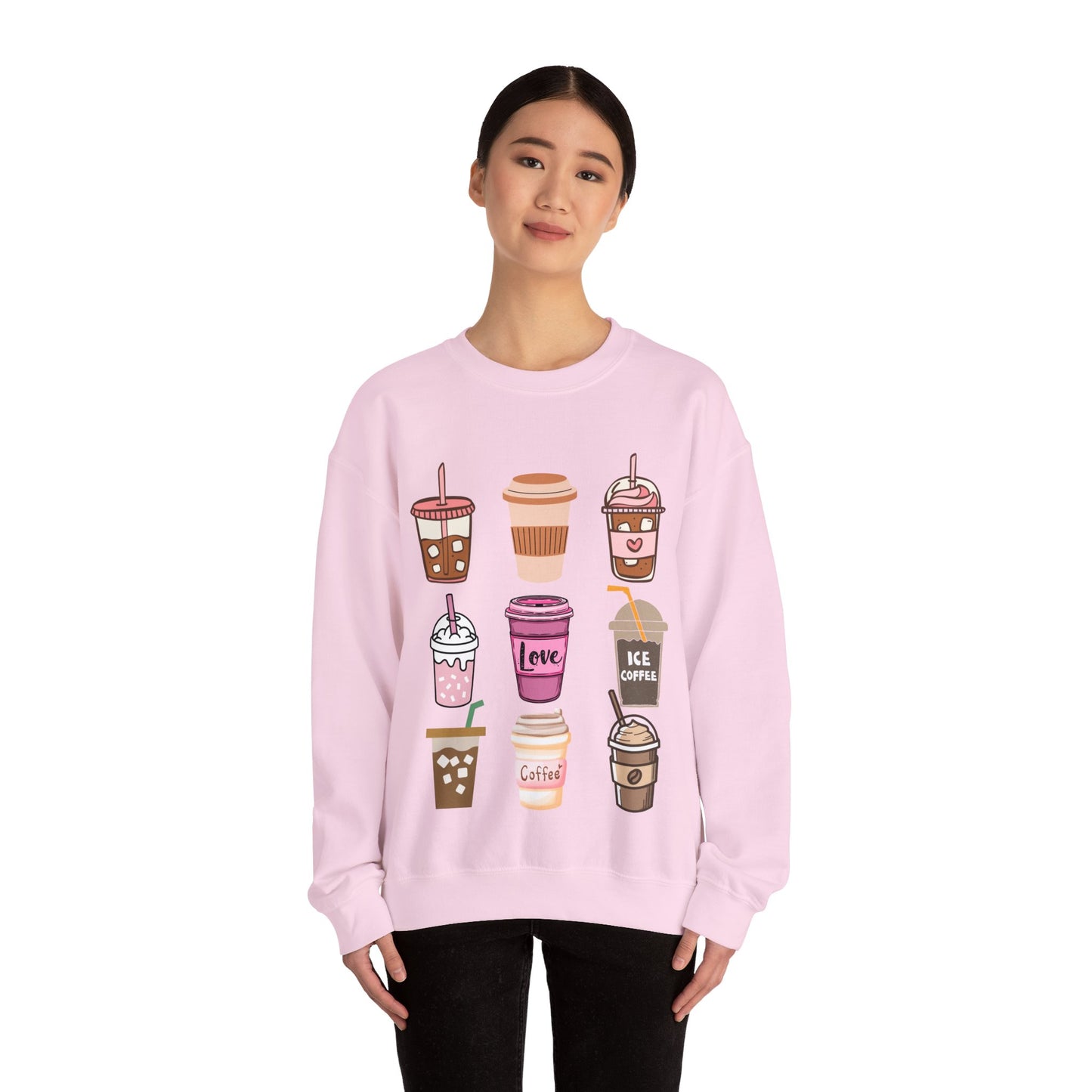 ☕ Iced Coffee Drinks Sweatshirt USA | Fun Unisex Sweater for Coffee Lovers
