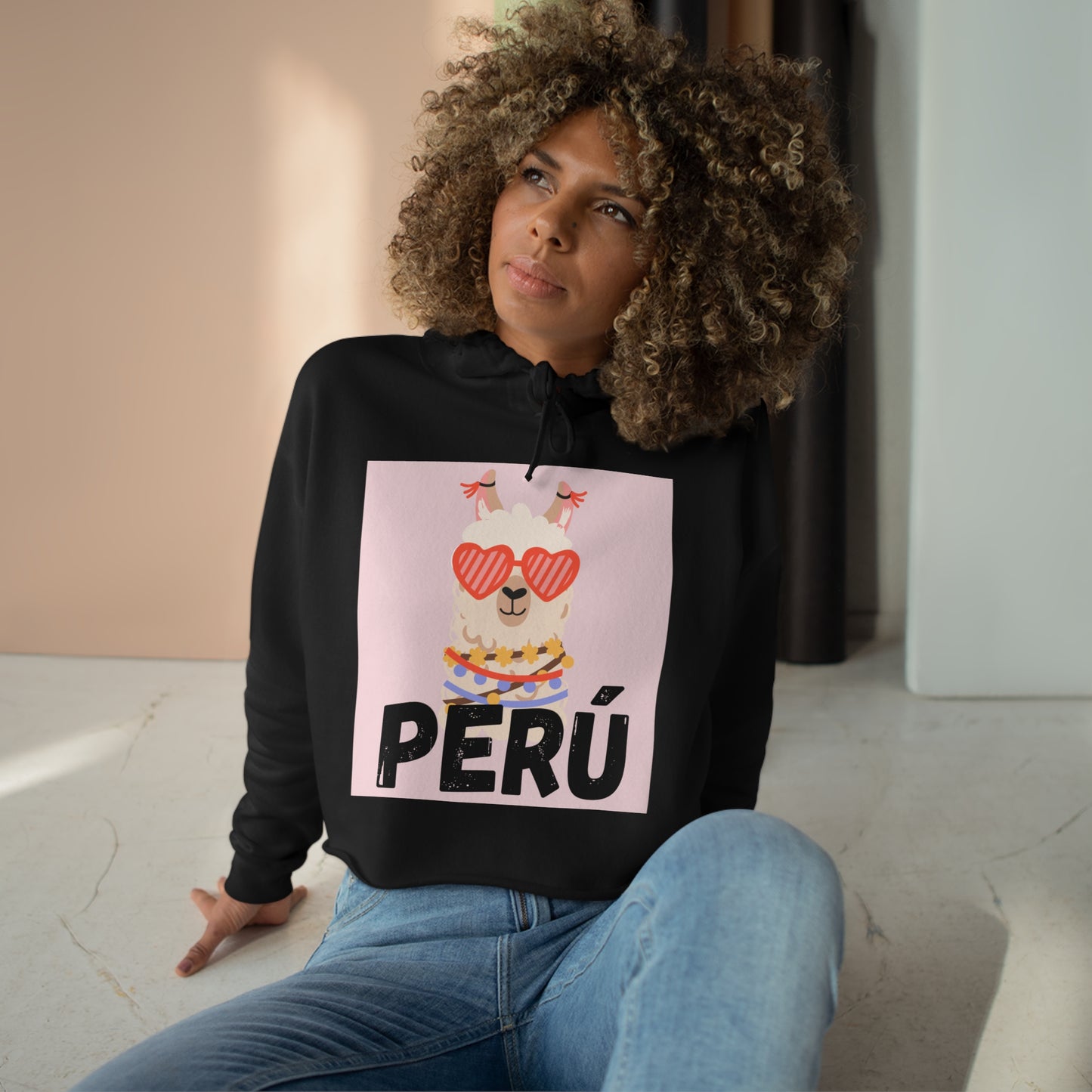 Peruvian Crop Hoodie "Peruvian Llama"