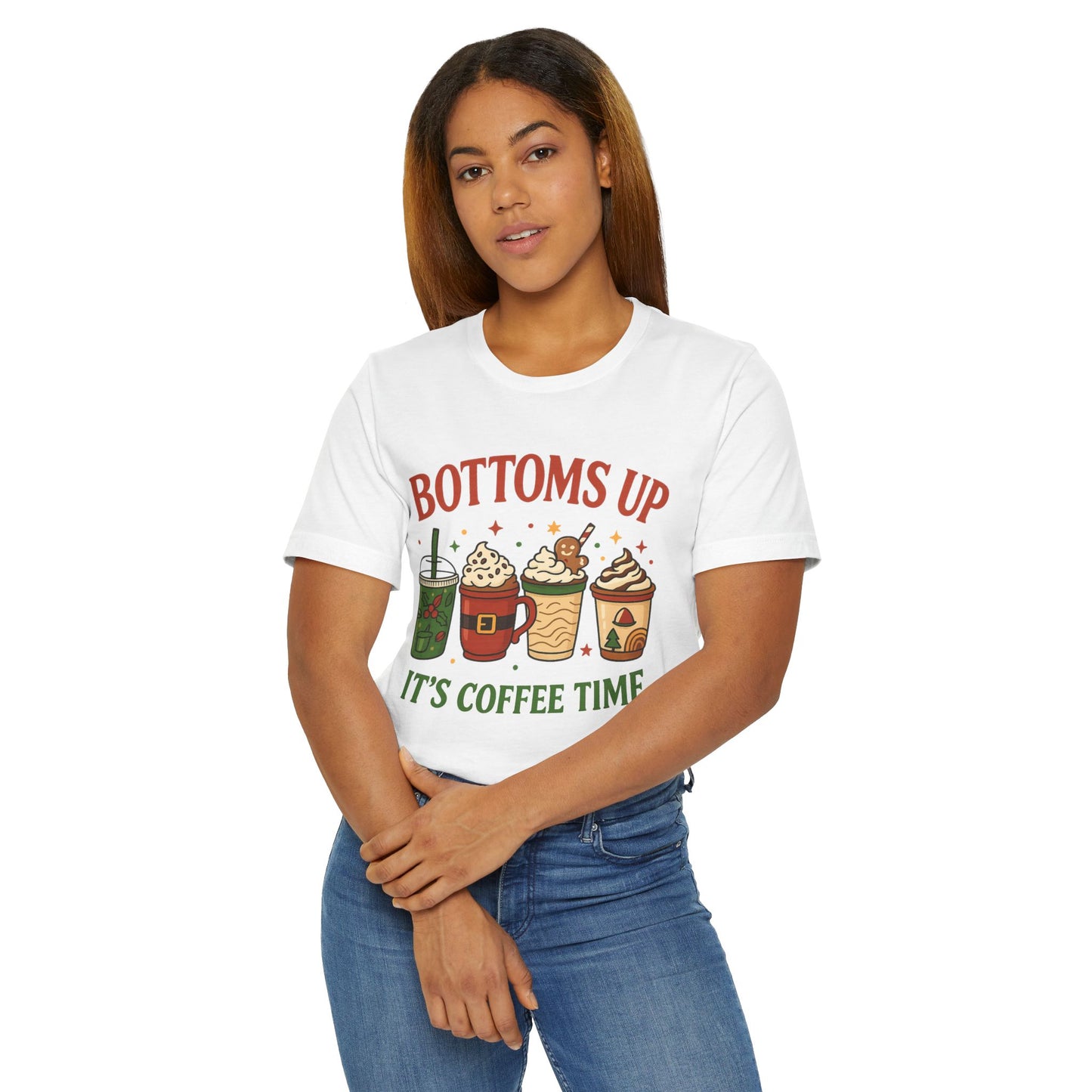 ☕ Bottoms Up It’s Coffee Time Unisex T-Shirt USA | Coffee Lovers Tee