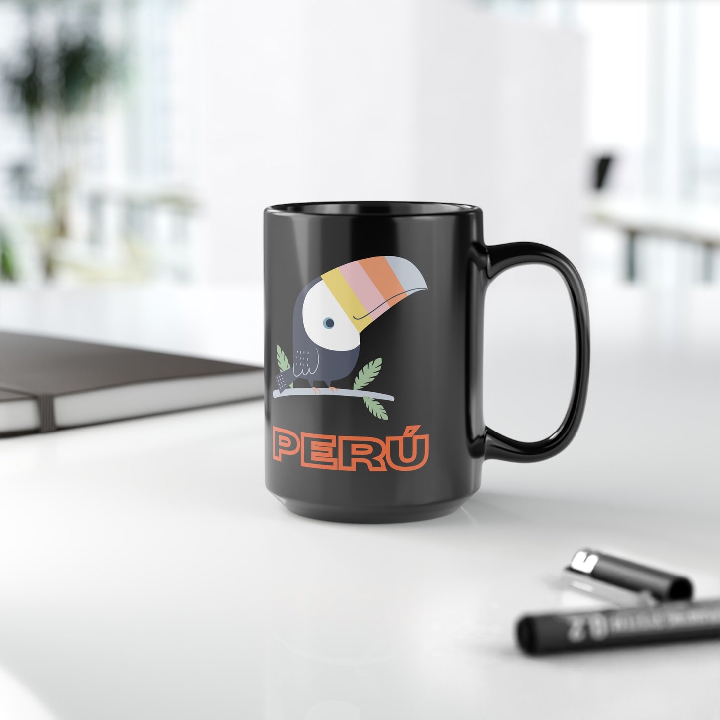 Best Peruvian Coffee Black Mug (11oz, 15oz) "Peru Toucan"