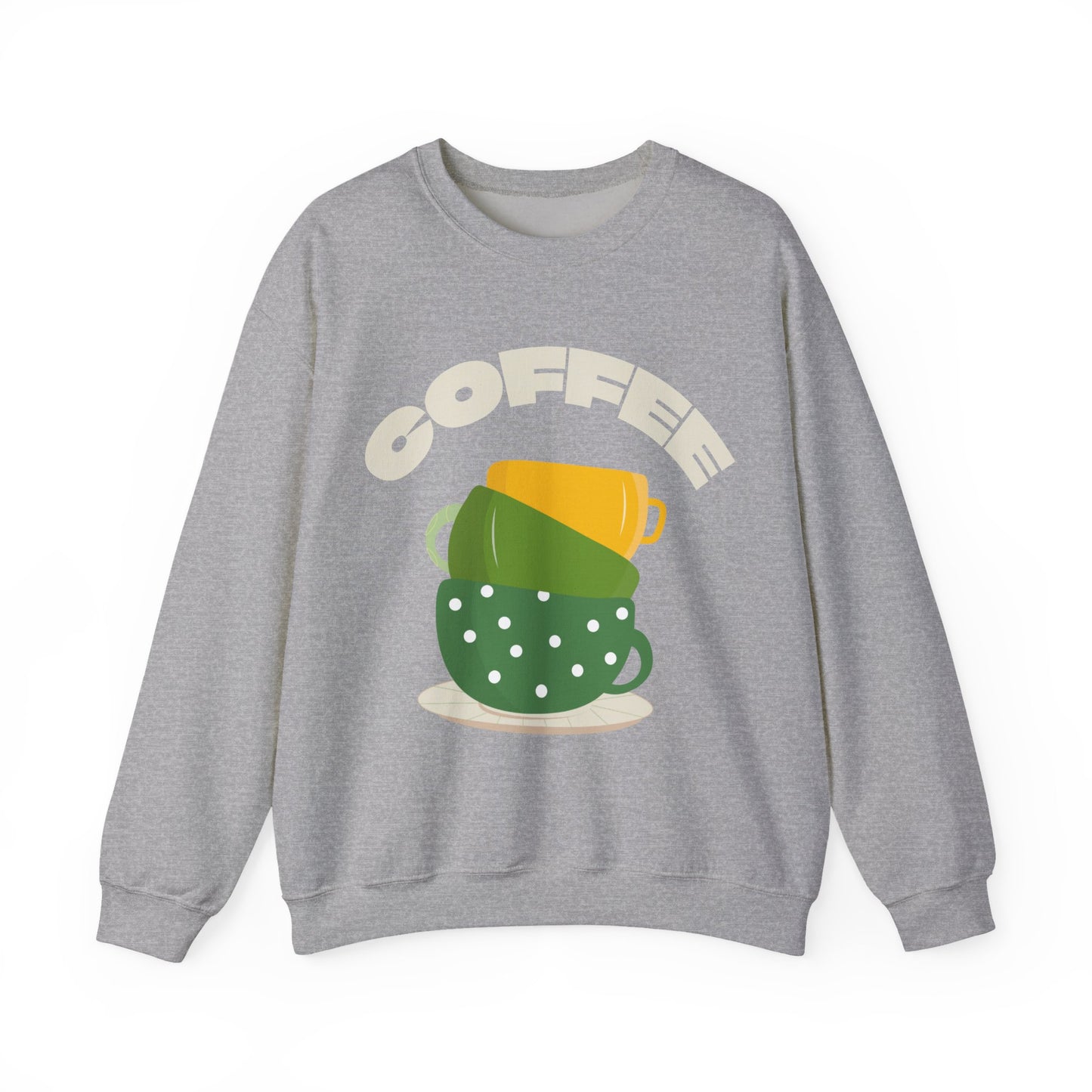 βπ’ Stacked Coffee Cups Sweatshirt USA | Eco-Friendly Unisex Coffee Sweater