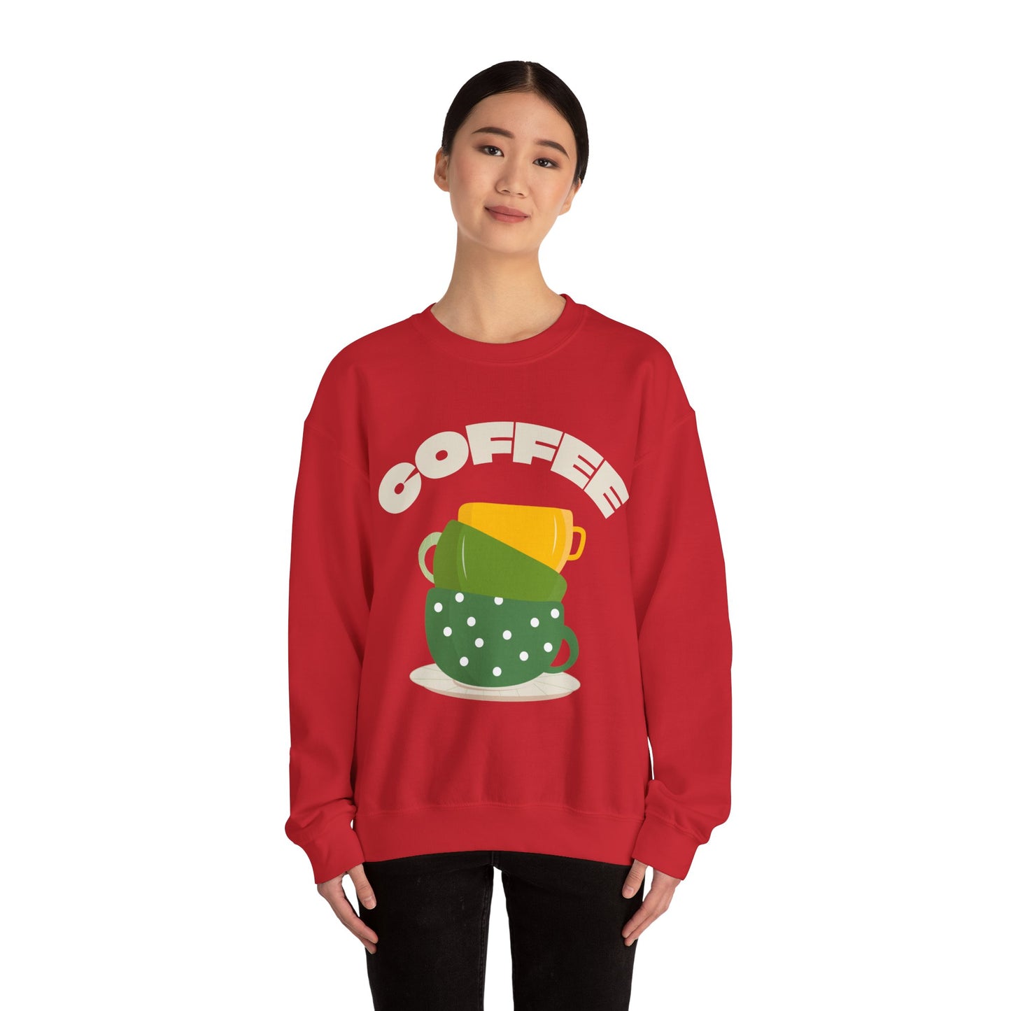 βπ’ Stacked Coffee Cups Sweatshirt USA | Eco-Friendly Unisex Coffee Sweater
