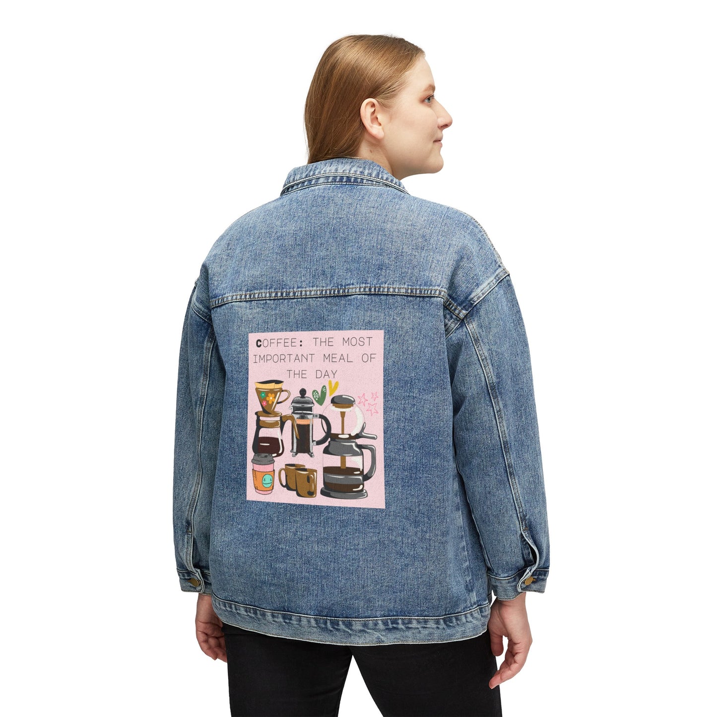 ☕👖 Coffee Meal Denim Jacket USA | Oversized Jean Jacket for Coffee Lovers