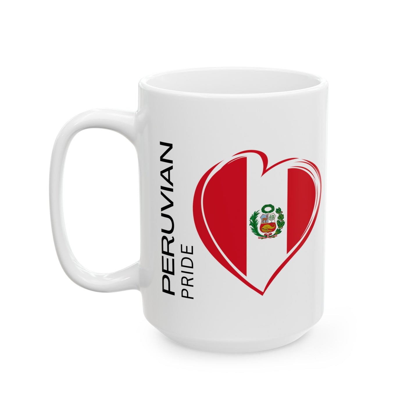 Best Peruvian Ceramic Coffee Mug, (11oz, 15oz) "Peruvian Flag"