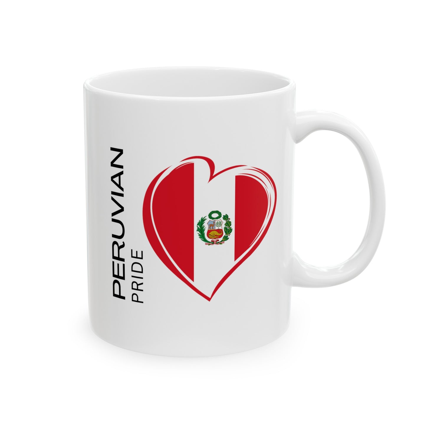 Best Peruvian Ceramic Coffee Mug, (11oz, 15oz) "Peruvian Flag"