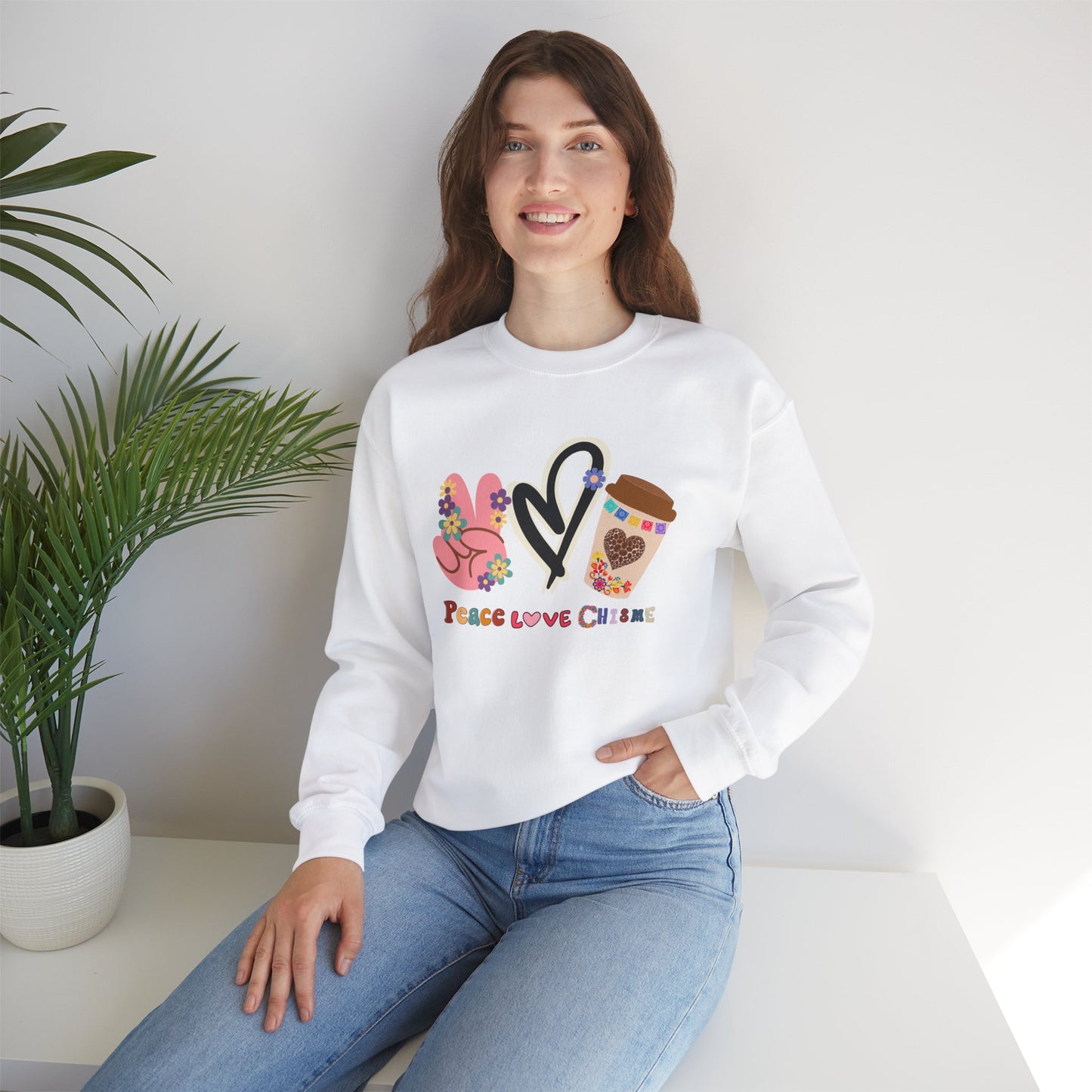 πΈβ Peace Love Chisme Coffee Sweatshirt USA | Funny Unisex Sweater