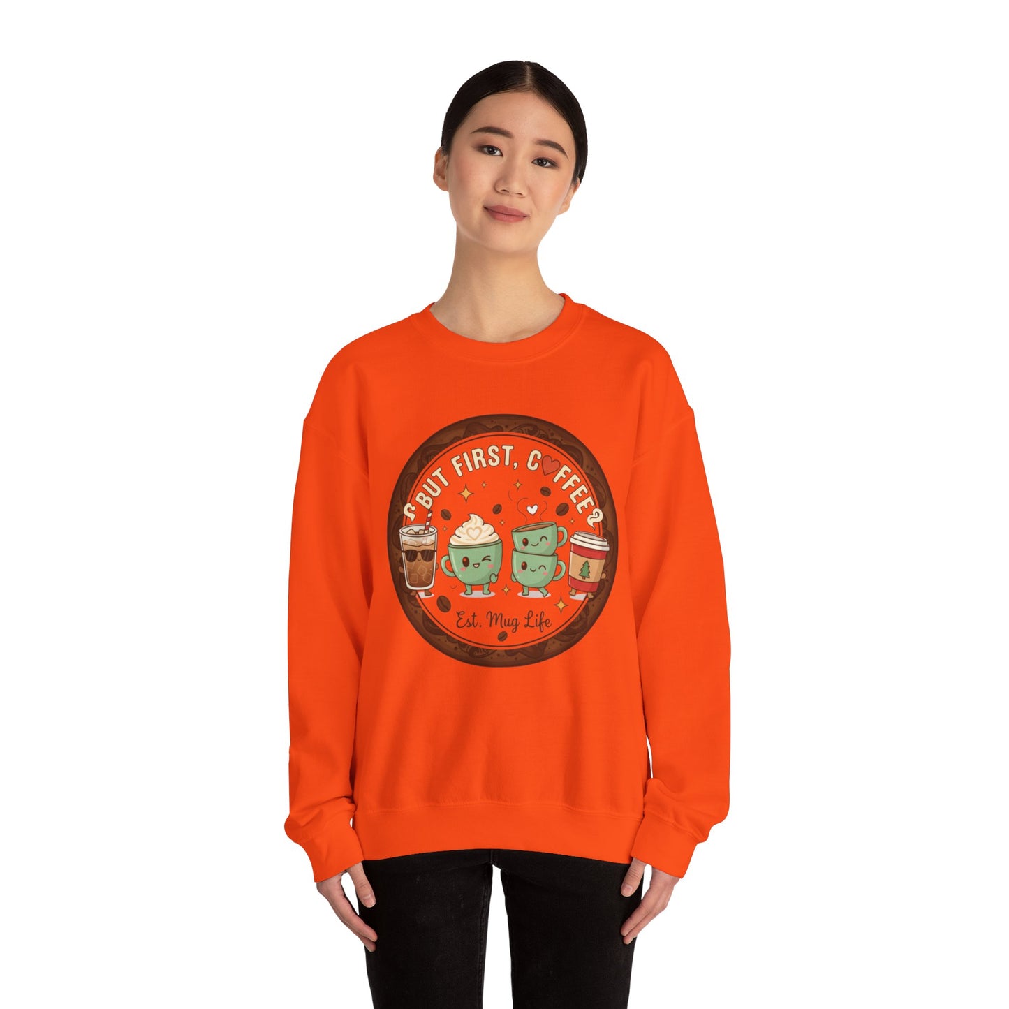 ☕❤️ But First, Coffee Mug Life Sweatshirt USA | Cozy Unisex Coffee Sweater