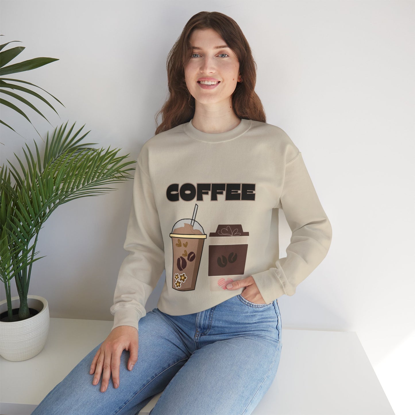 ☕ Coffee Cups Sweatshirt USA | Cozy Unisex Coffee Lover Sweater