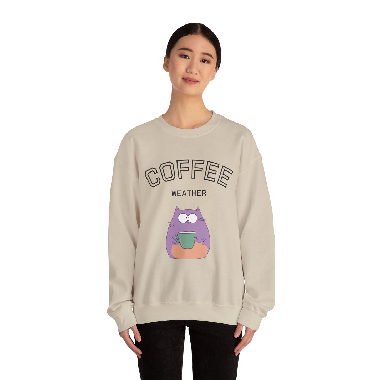 πΎβ Coffee Weather Cat Sweatshirt USA | Eco-Friendly Unisex Coffee Sweater