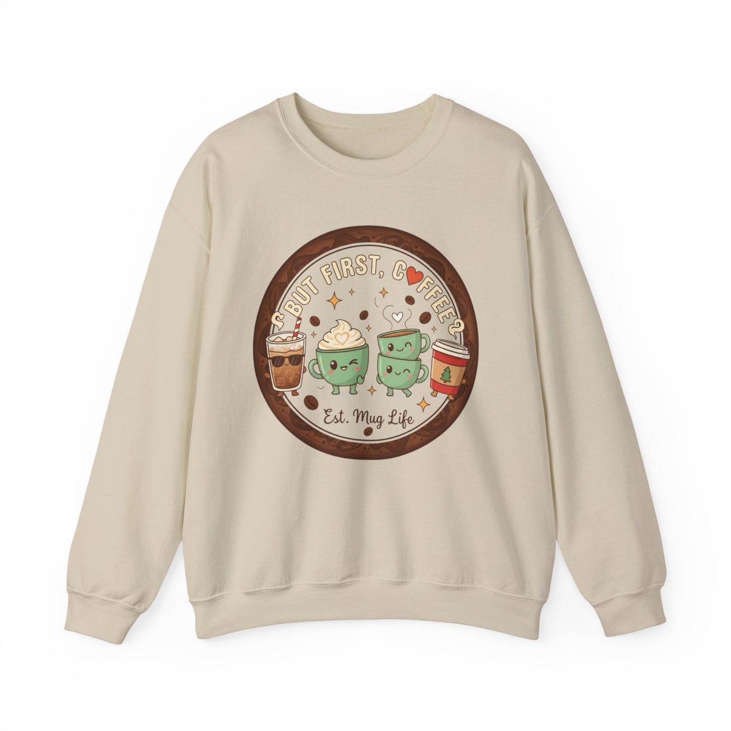 ☕❤️ But First, Coffee Mug Life Sweatshirt USA | Cozy Unisex Coffee Sweater