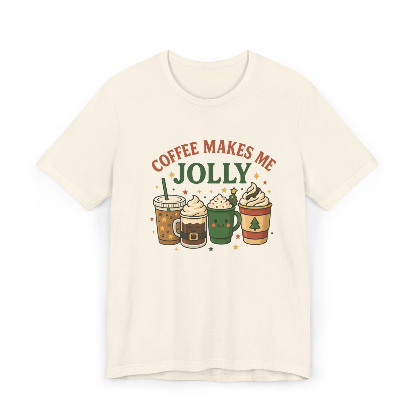 ☕ Coffee Makes Me Jolly Unisex T-Shirt USA | Holiday Coffee Tee