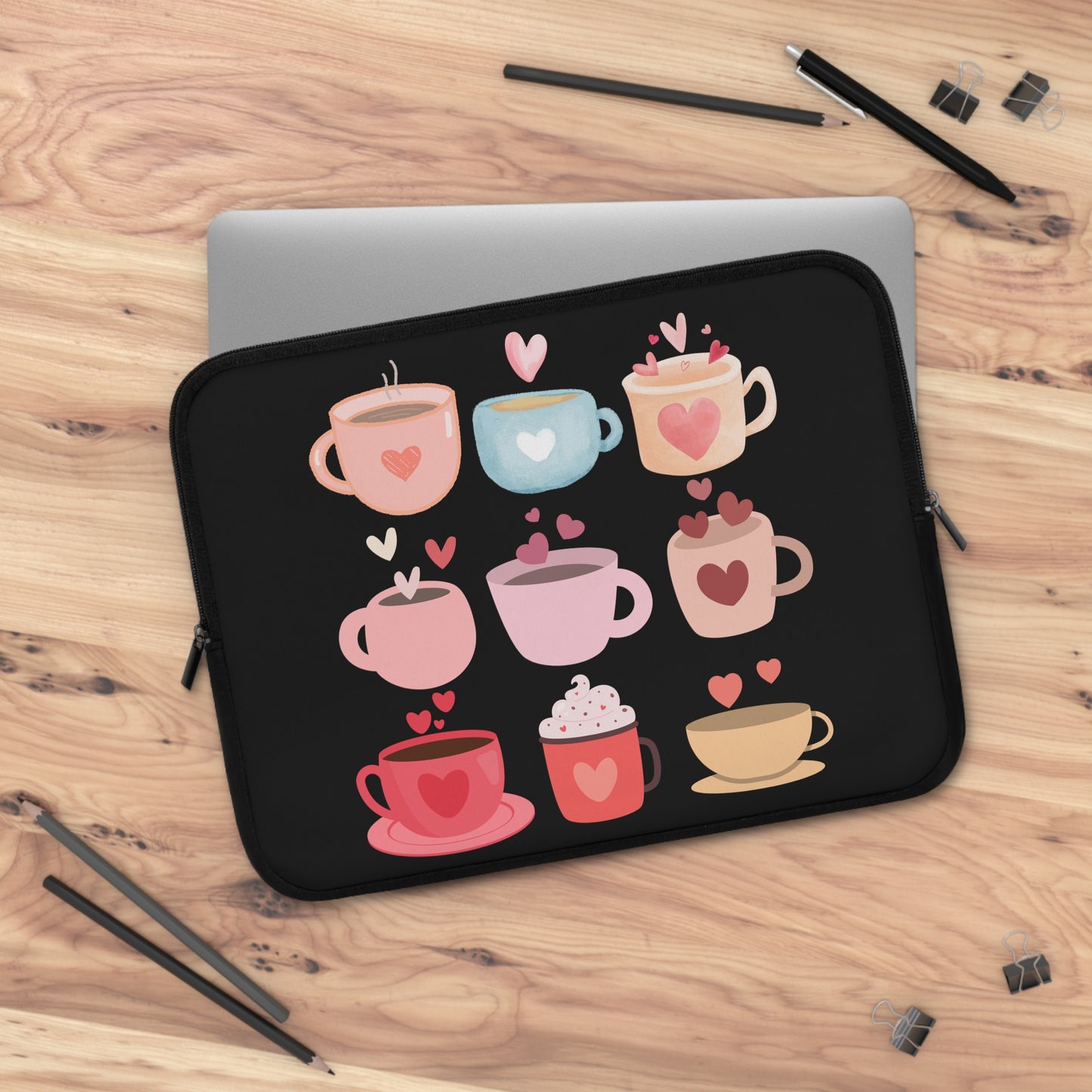 Best Coffee Laptop Sleeve "Coffee Mugs Heart"