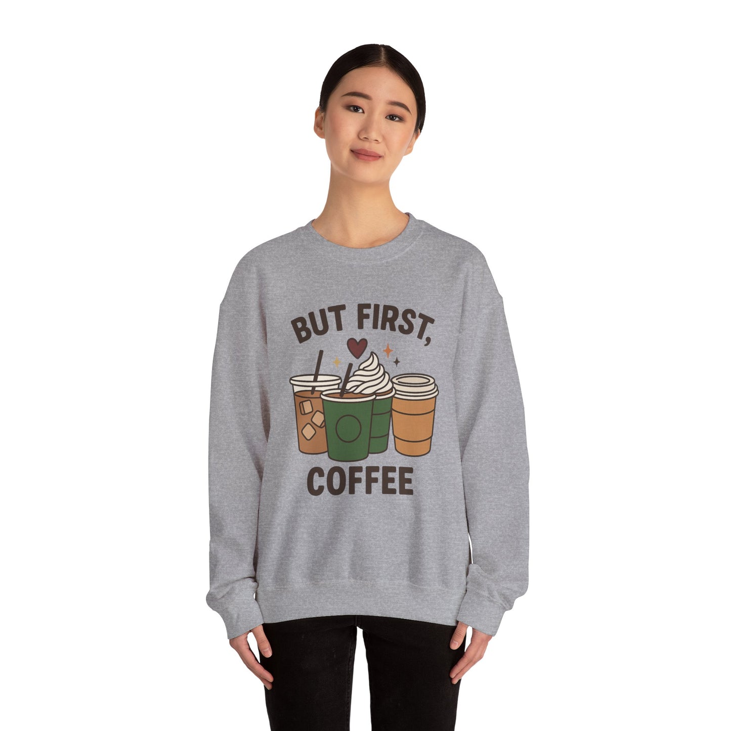 ☕❤️ But First, Coffee Sweatshirt USA | Unisex Coffee Lovers Sweater