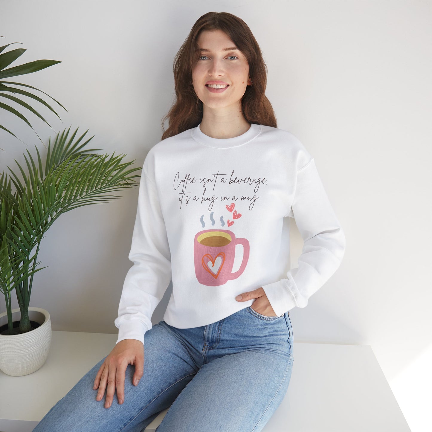 ☕ Coffee Hug in a Mug Sweatshirt USA | Cozy Unisex Sweater for Coffee Lovers