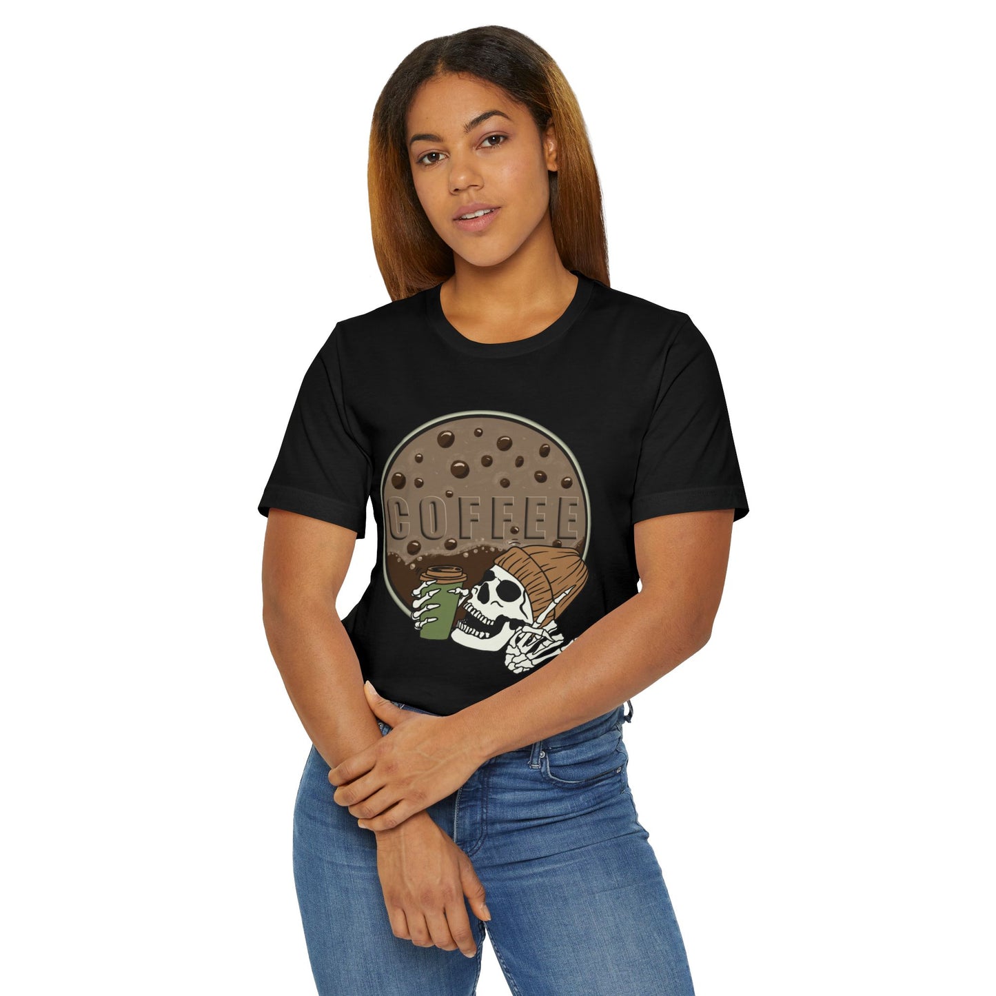 Coffee Skeleton T-Shirt – Cool Skull Graphic Tee for Coffee Lovers (USA Only)