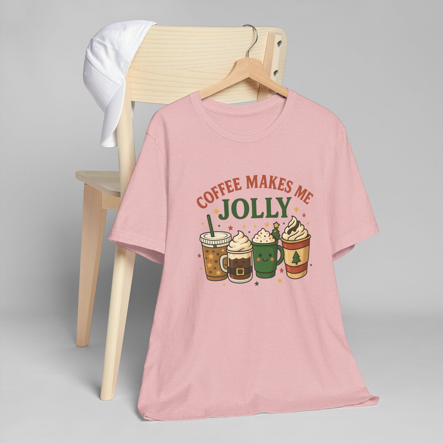 ☕ Coffee Makes Me Jolly Unisex T-Shirt USA | Holiday Coffee Tee