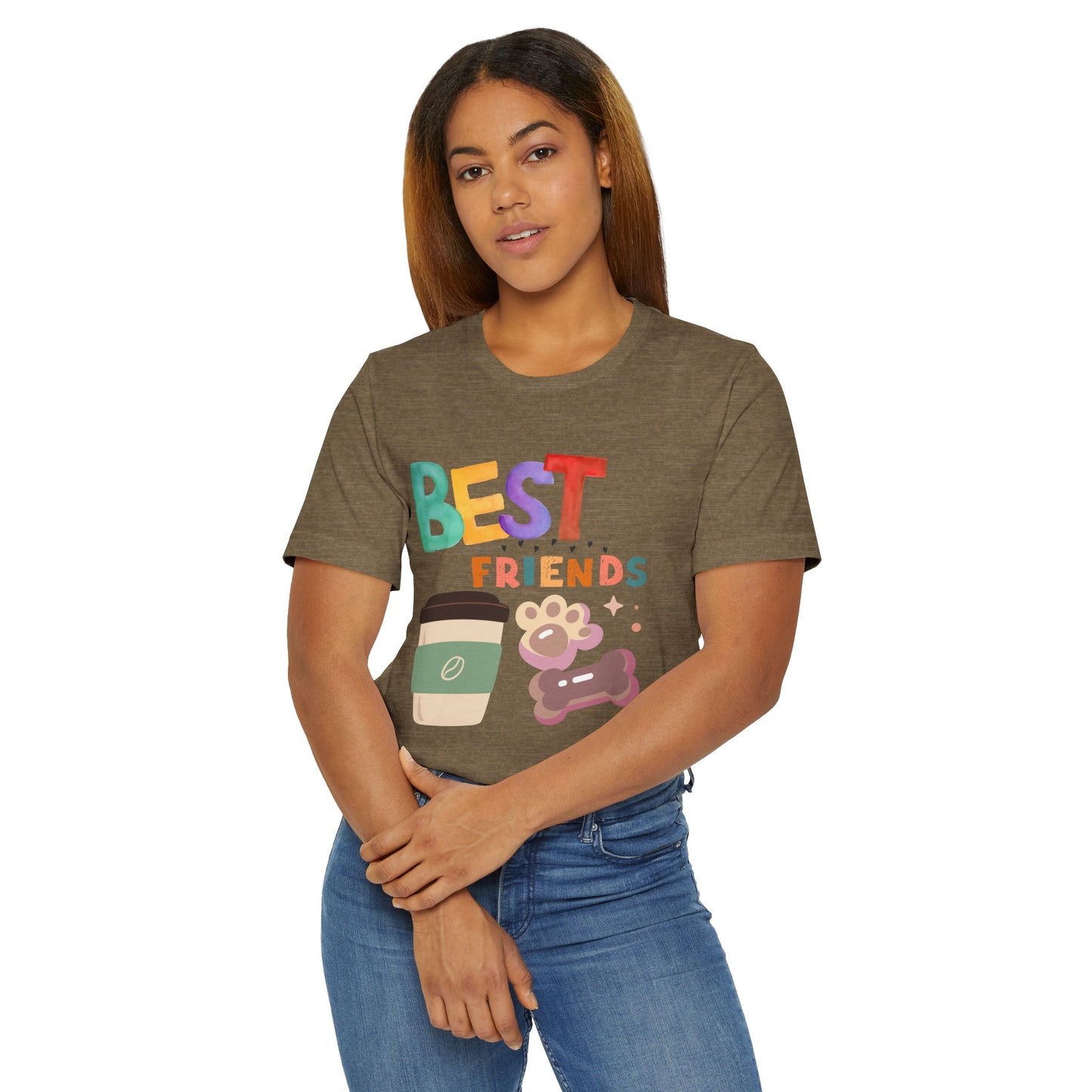 Best Friends Coffee & Dogs T-Shirt – Cute Pet Lover Graphic Tee for Coffee Fans (USA Only)