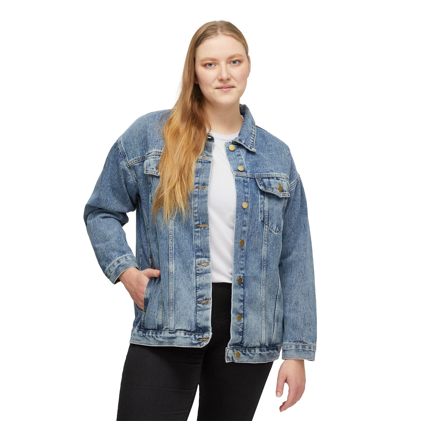 ☕👖 Coffee Cups Denim Jacket USA | Oversized Jean Jacket with Coffee Design