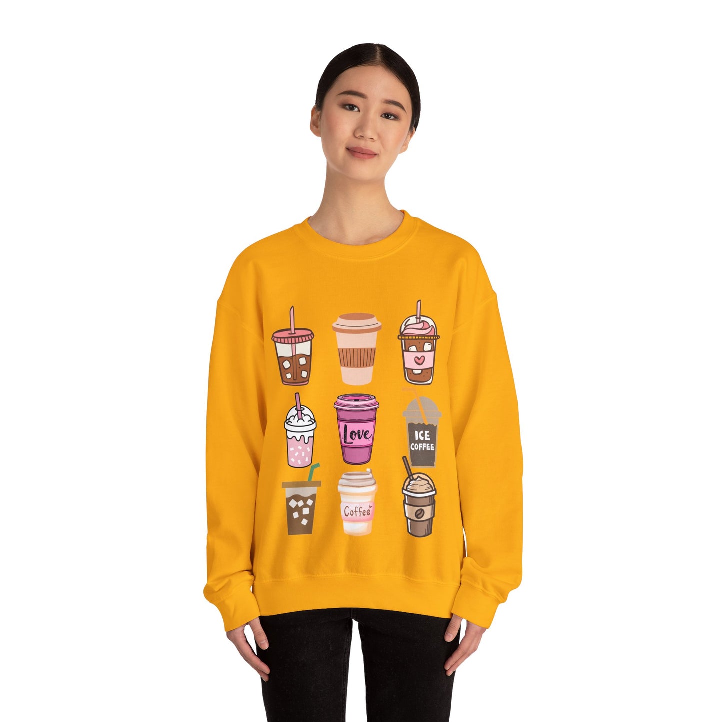☕ Iced Coffee Drinks Sweatshirt USA | Fun Unisex Sweater for Coffee Lovers