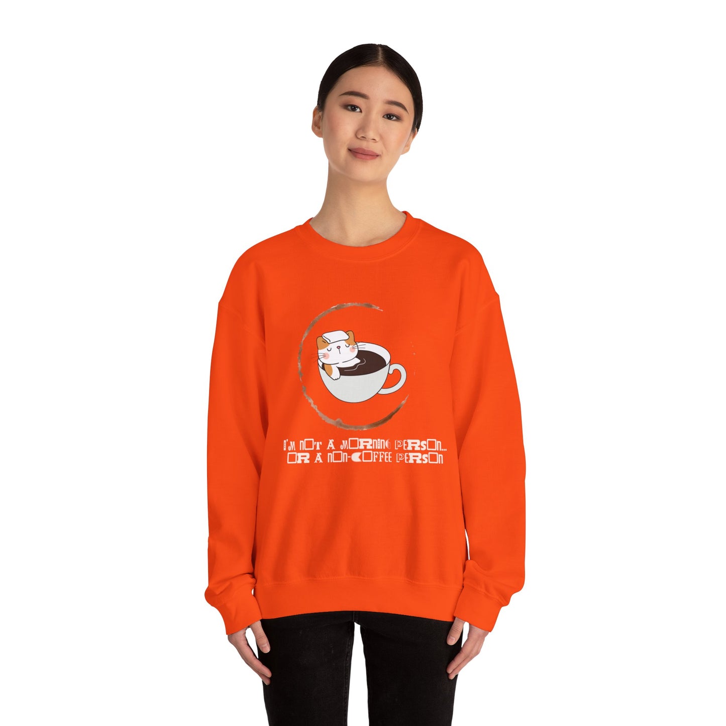 π±β Not a Morning Person Coffee Cat Sweatshirt USA | Funny Unisex Coffee Sweater