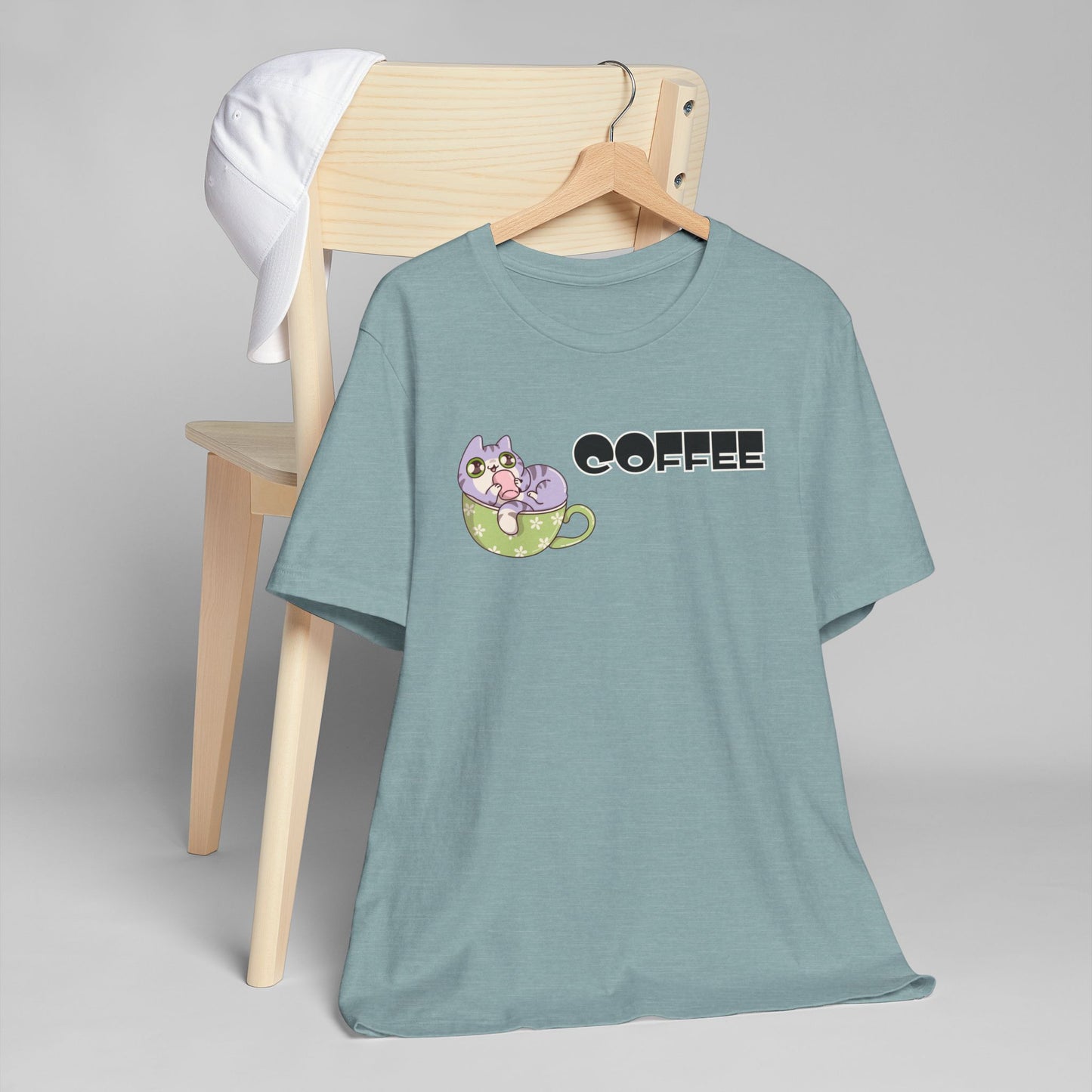 Coffee Cat Unisex Jersey T-Shirt – Playful Graphic Tee (USA Only)