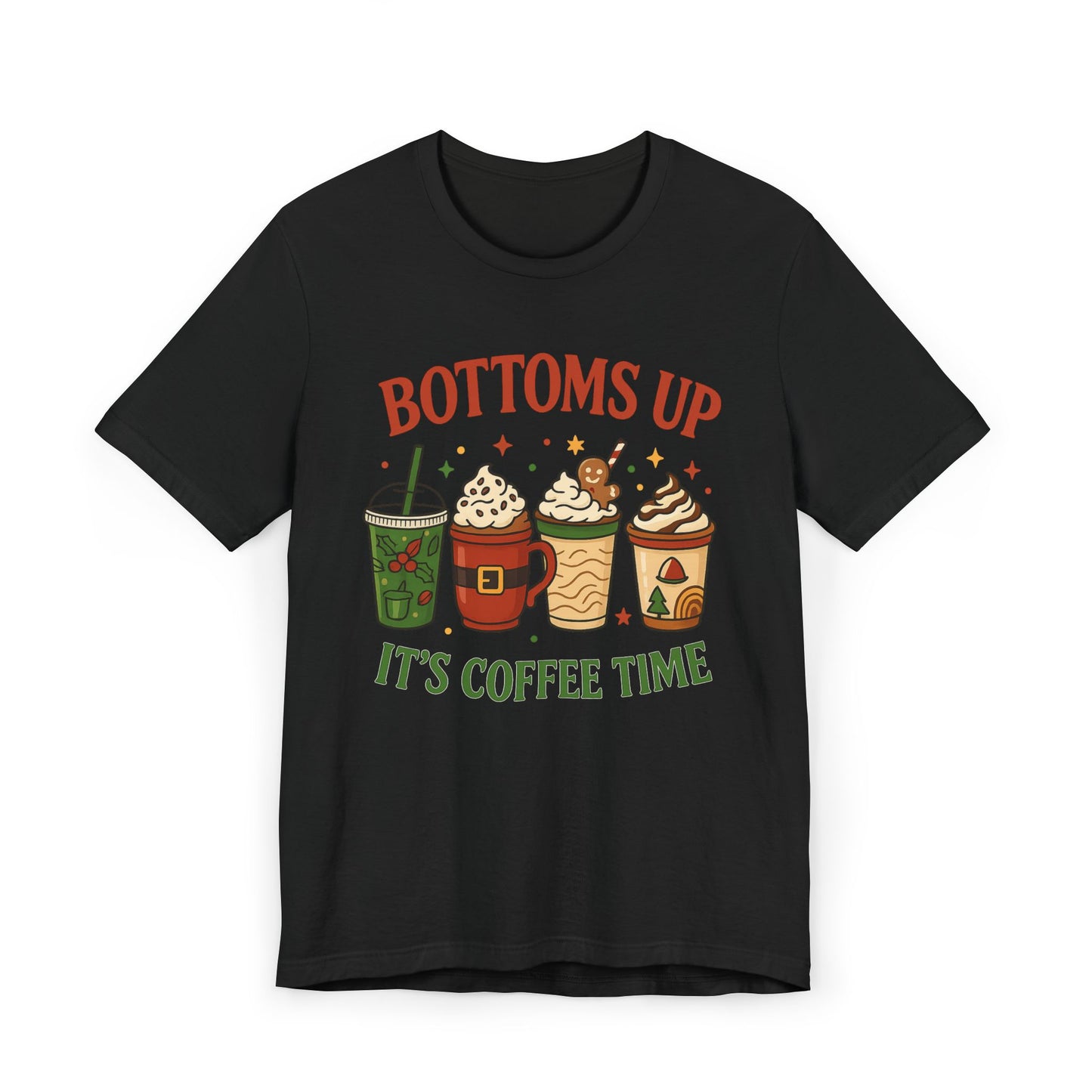 ☕ Bottoms Up It’s Coffee Time Unisex T-Shirt USA | Coffee Lovers Tee
