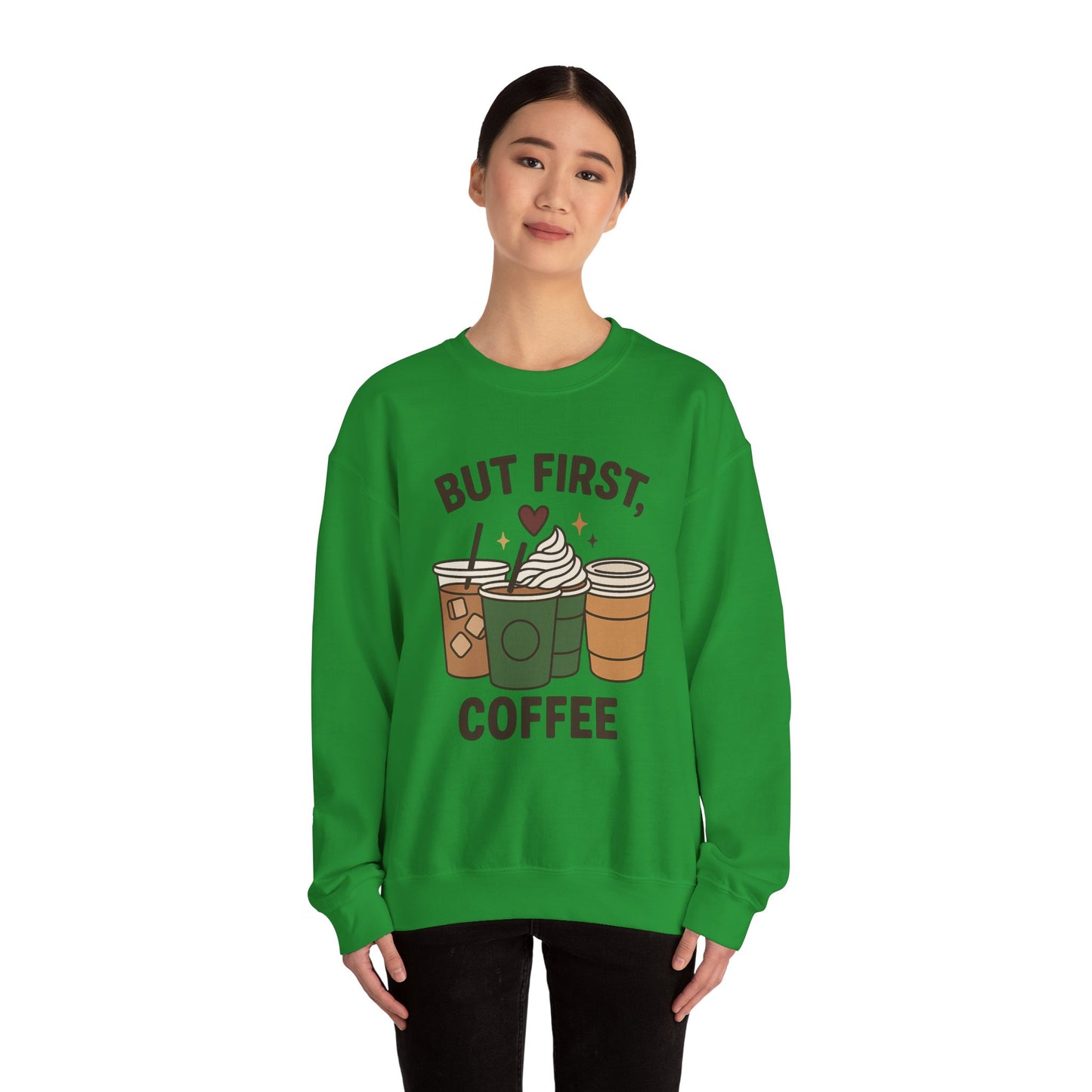 ☕❤️ But First, Coffee Sweatshirt USA | Unisex Coffee Lovers Sweater