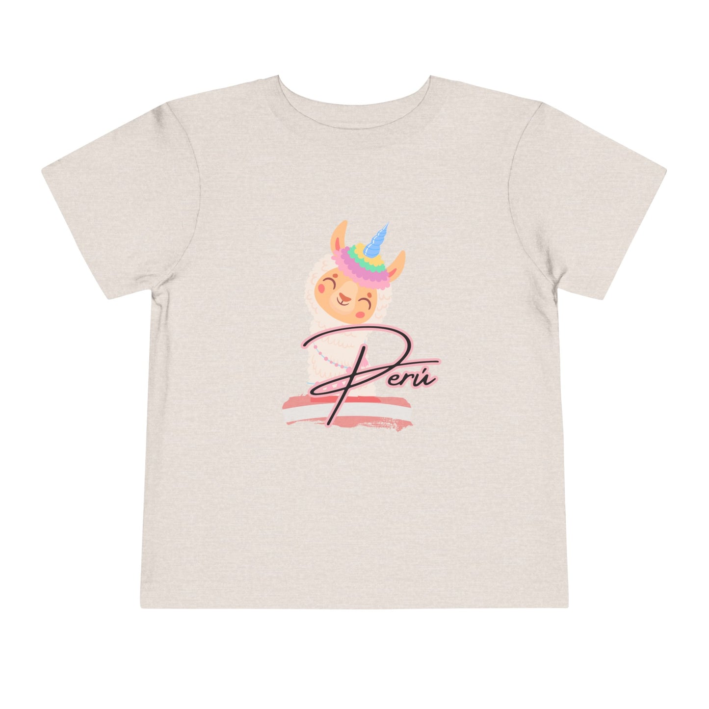 Best PeruvianToddler Short Sleeve Tee "Peru Llama Rainbow"