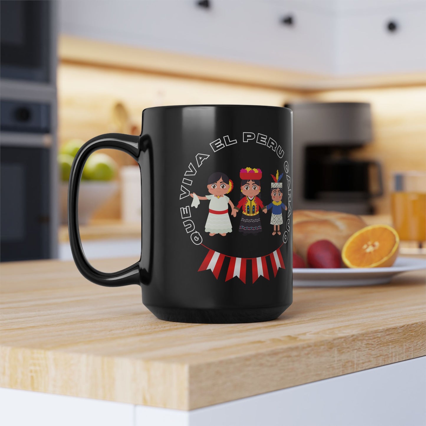 Peruvian Coffee Black Mug (11oz, 15oz) "PERU Costa, Sierra y selva"