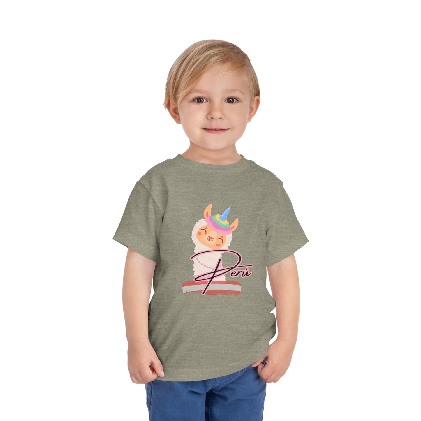 Best PeruvianToddler Short Sleeve Tee "Peru Llama Rainbow"