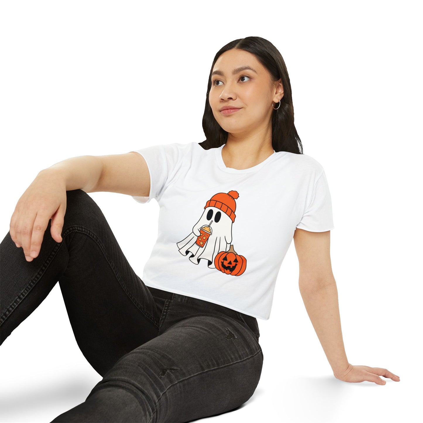 Best Crop Coffee Tee That's Haunting Fashion: Boo-tiful Brew, The Ghostly Pumpkin Latte