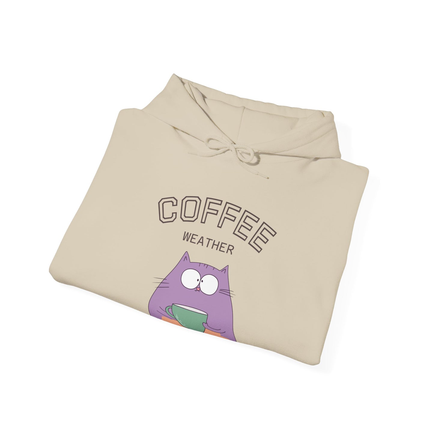 π±β Coffee Weather Cat Hoodie USA | Cozy Coffee Lovers Hoodie