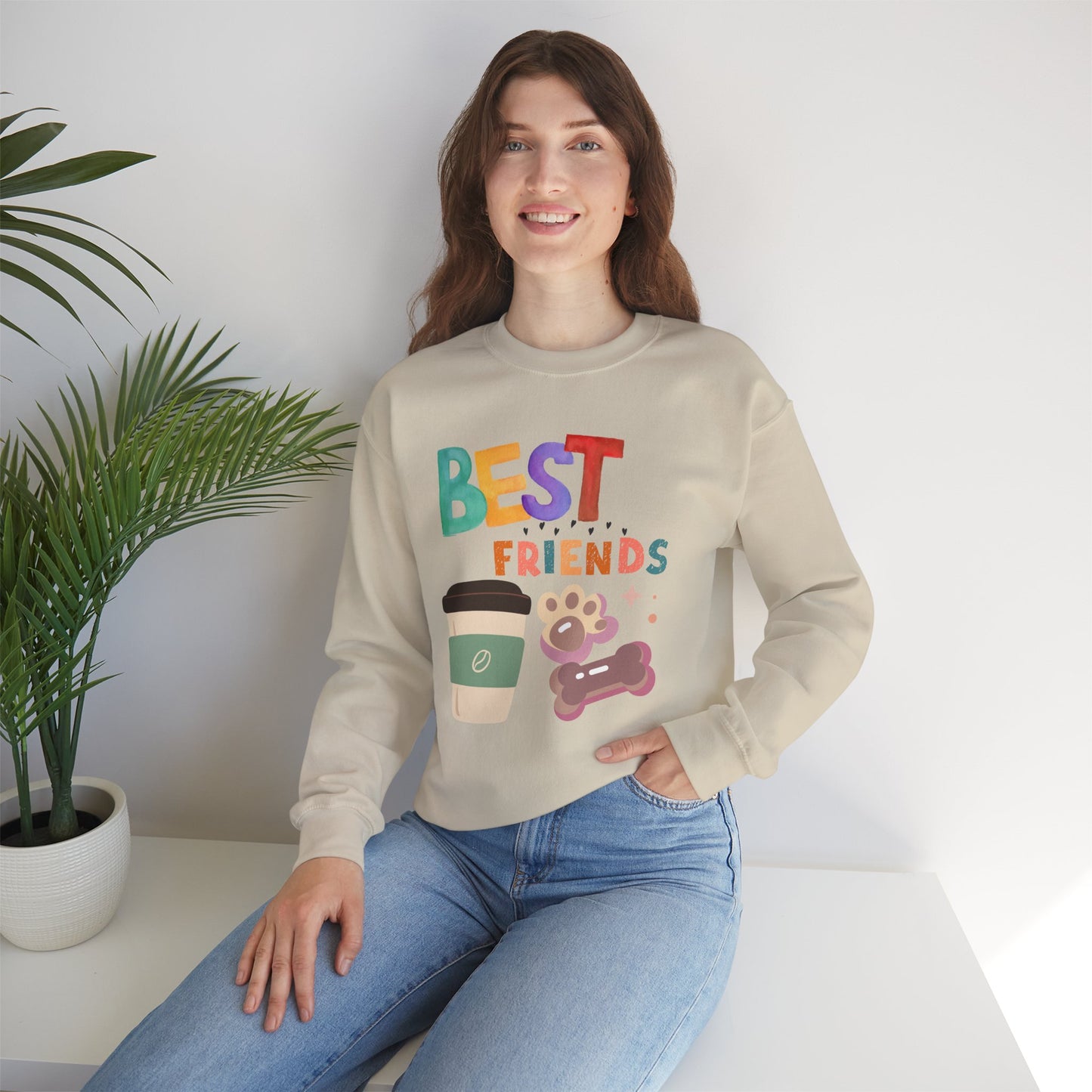 ๐พ Best Friends Coffee & Dog Sweatshirt USA | Unisex Cozy Sweater