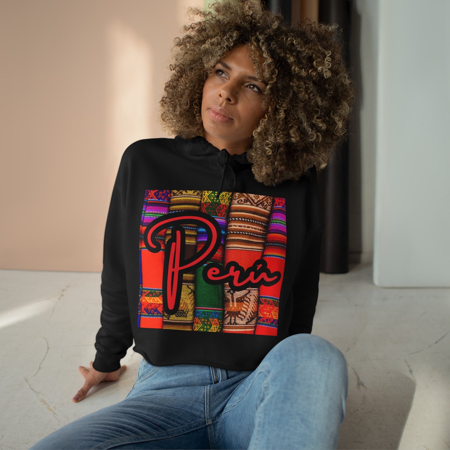 Peruvian Crop Hoodie "Peru Manta