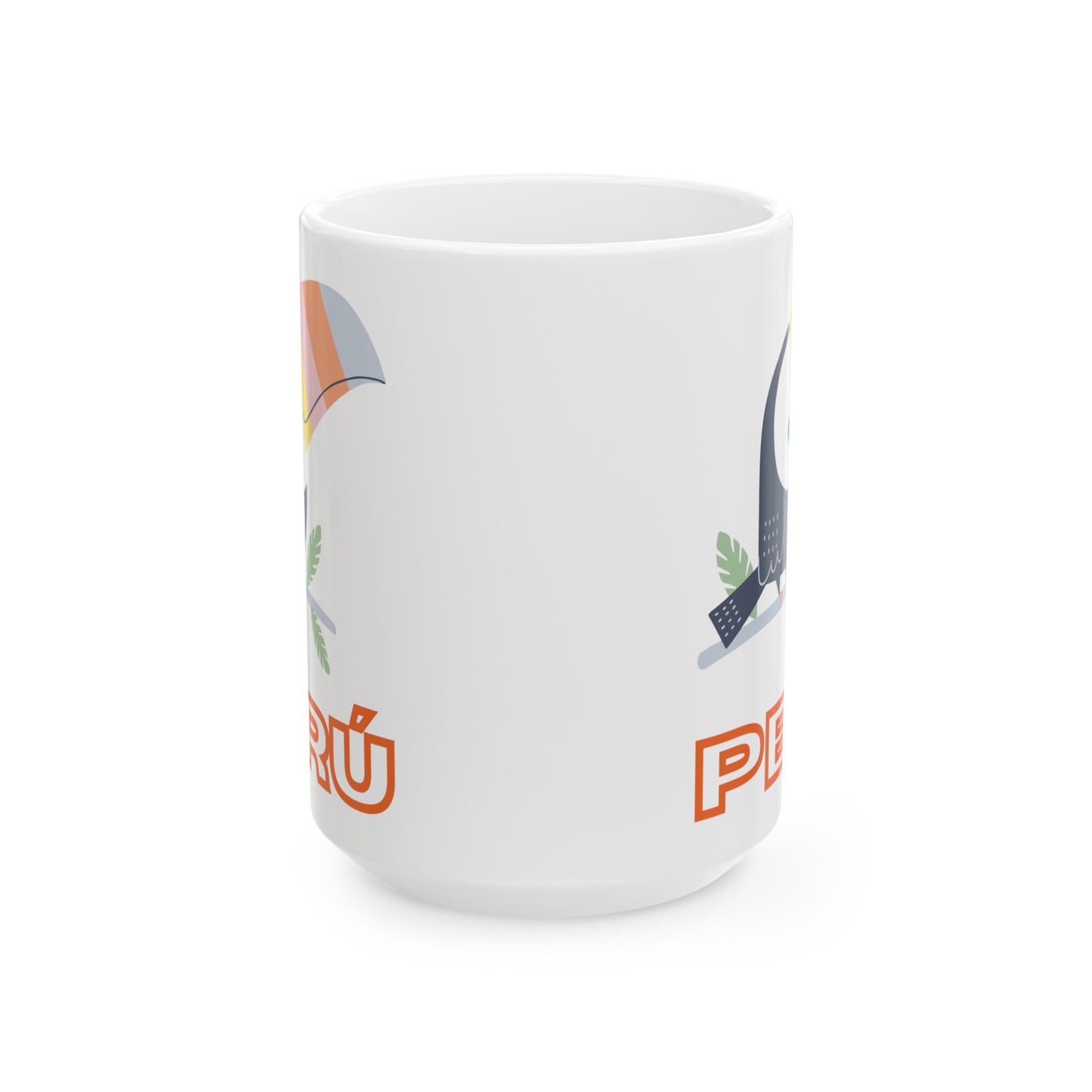 Best Peruvian Ceramic Coffee Mug, (11oz, 15oz) "Peruvian Toucan"